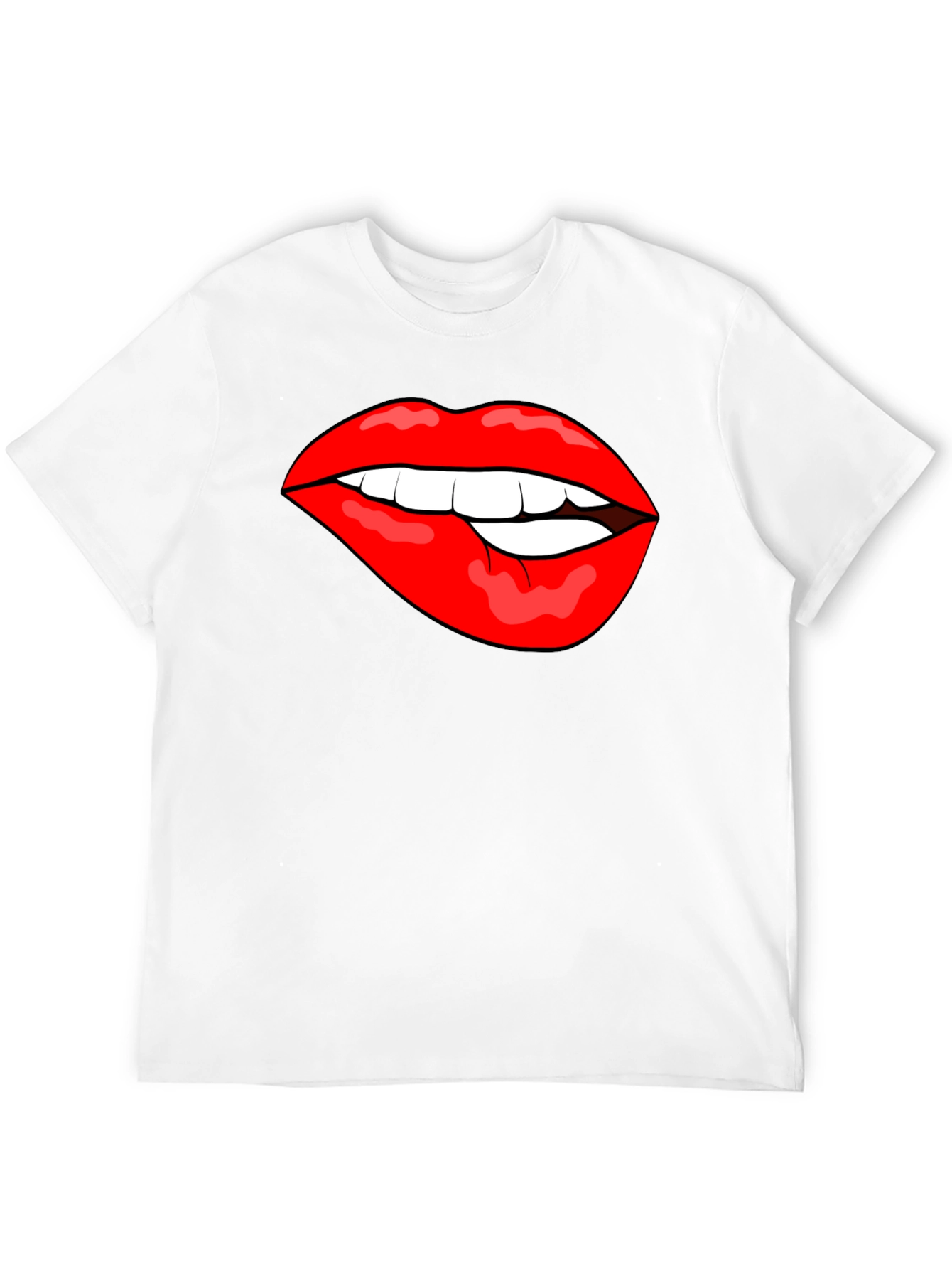 Biting Lips Graphic T-Shirt - Bold Black Cotton Tee