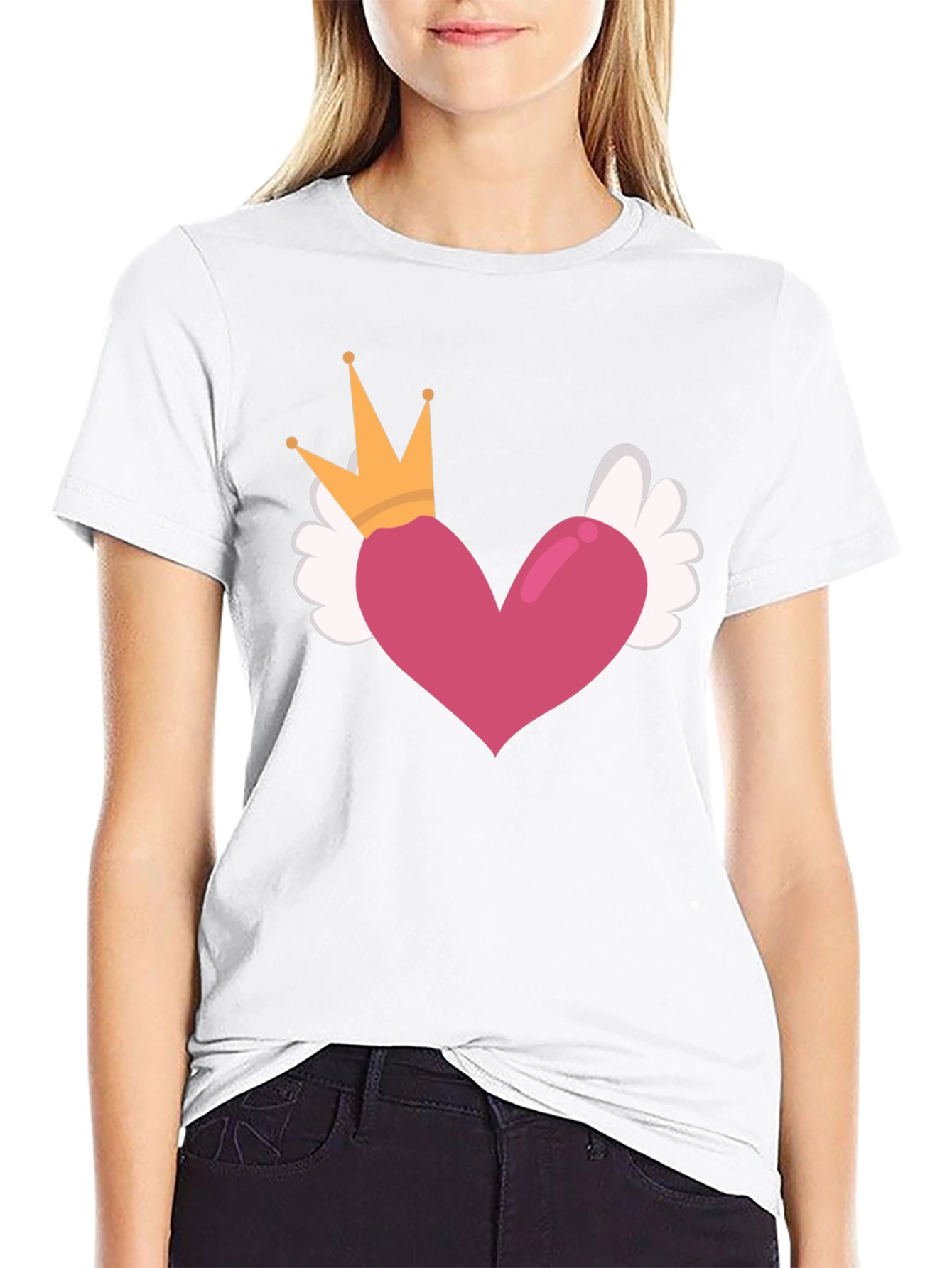 Heart Crown Wings Black T-Shirt