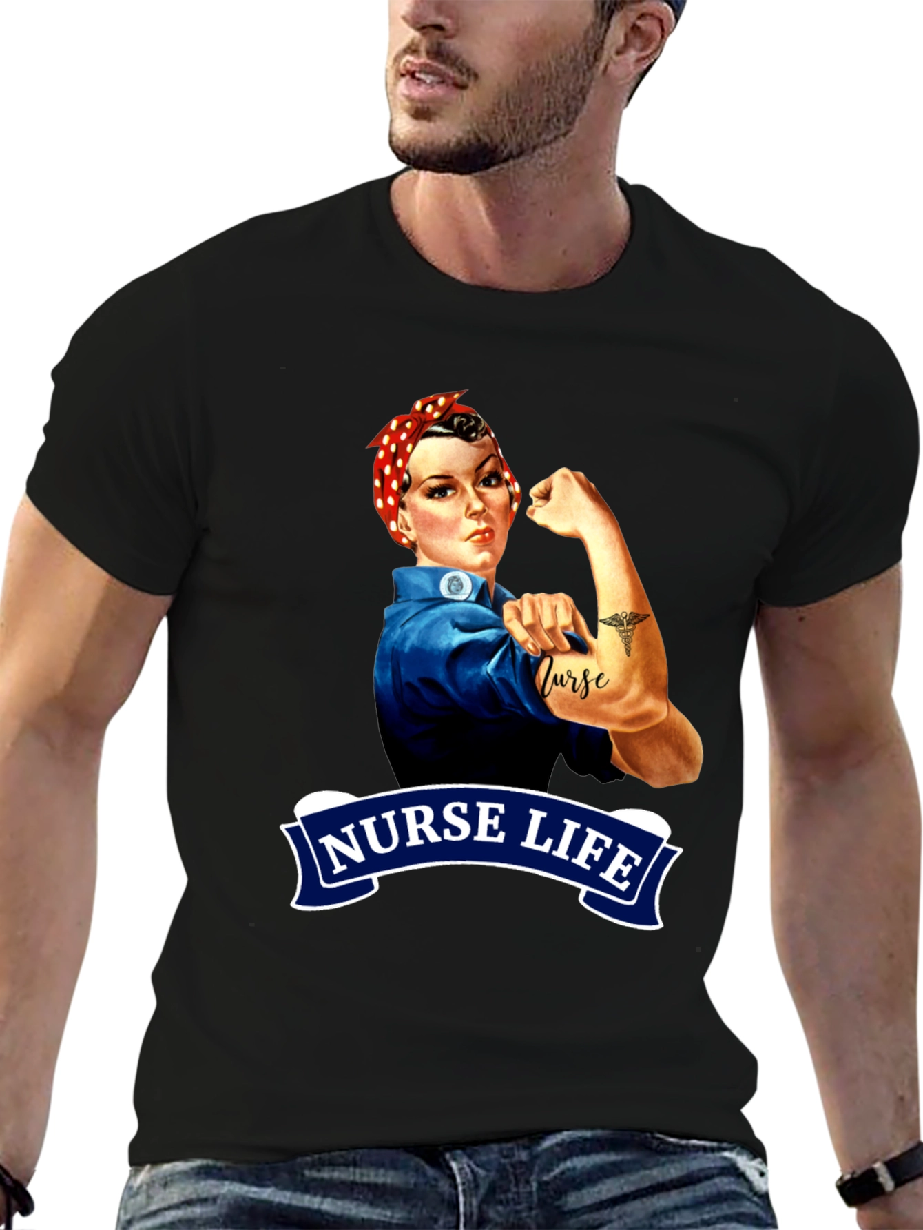 Nurse Life Rosie the Riveter Graphic Tee