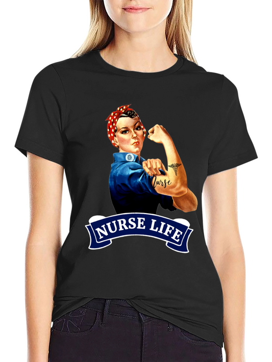 Nurse Life Rosie the Riveter Graphic Tee