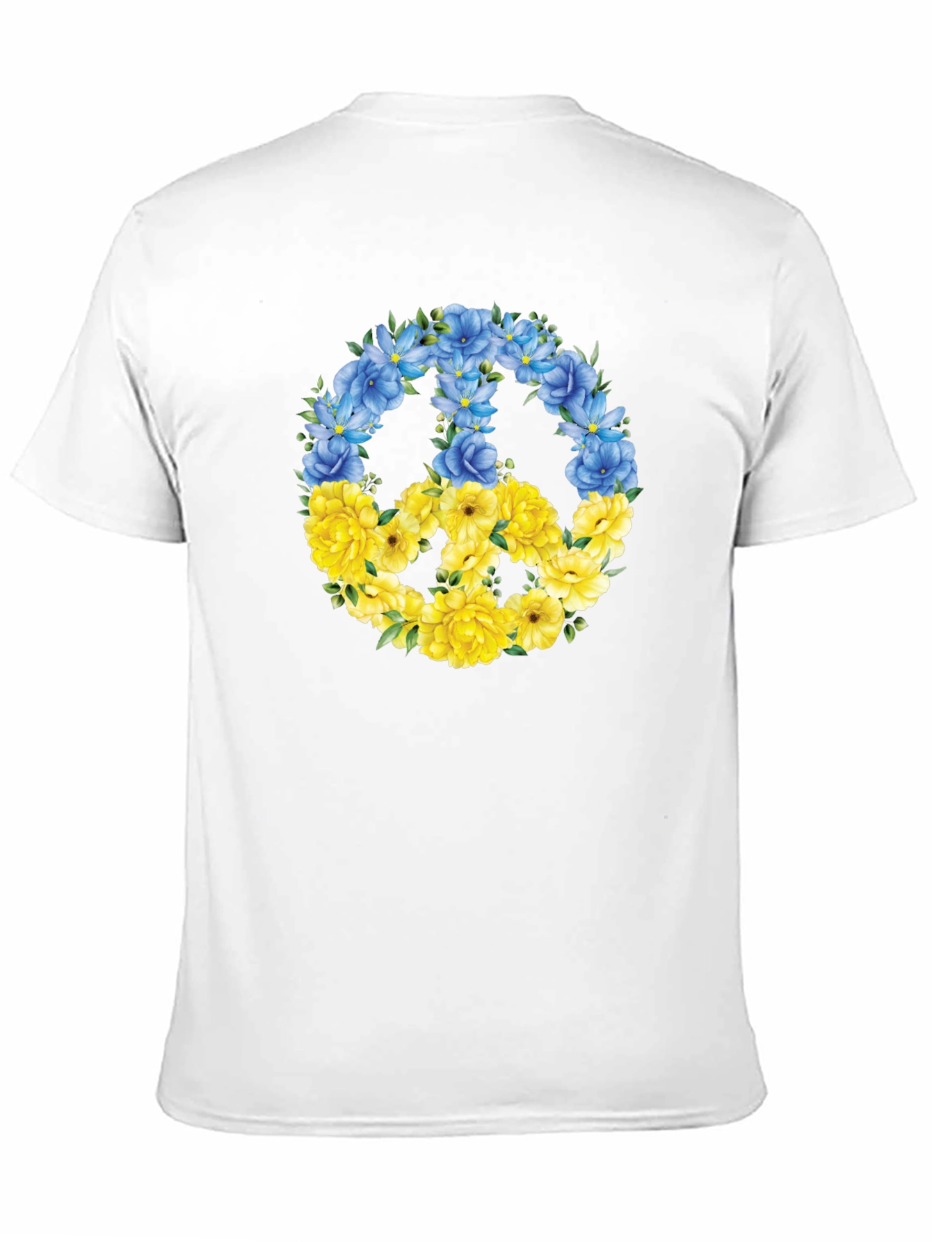 Floral Peace Sign Ukraine Pride Black T-Shirt