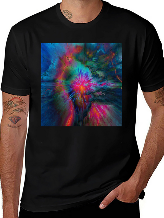 Abstract Art Graphic Tee - Vivid Color Explosion