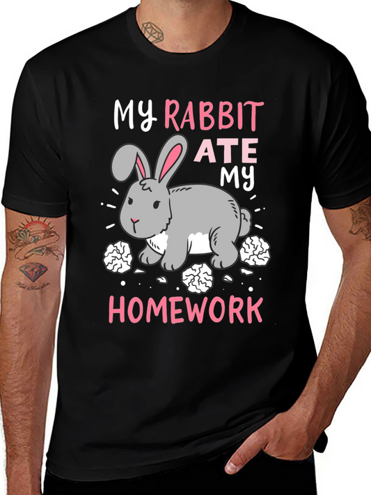 Rabbit Ate My Homework T-Shirt - Funny Graphic Tee