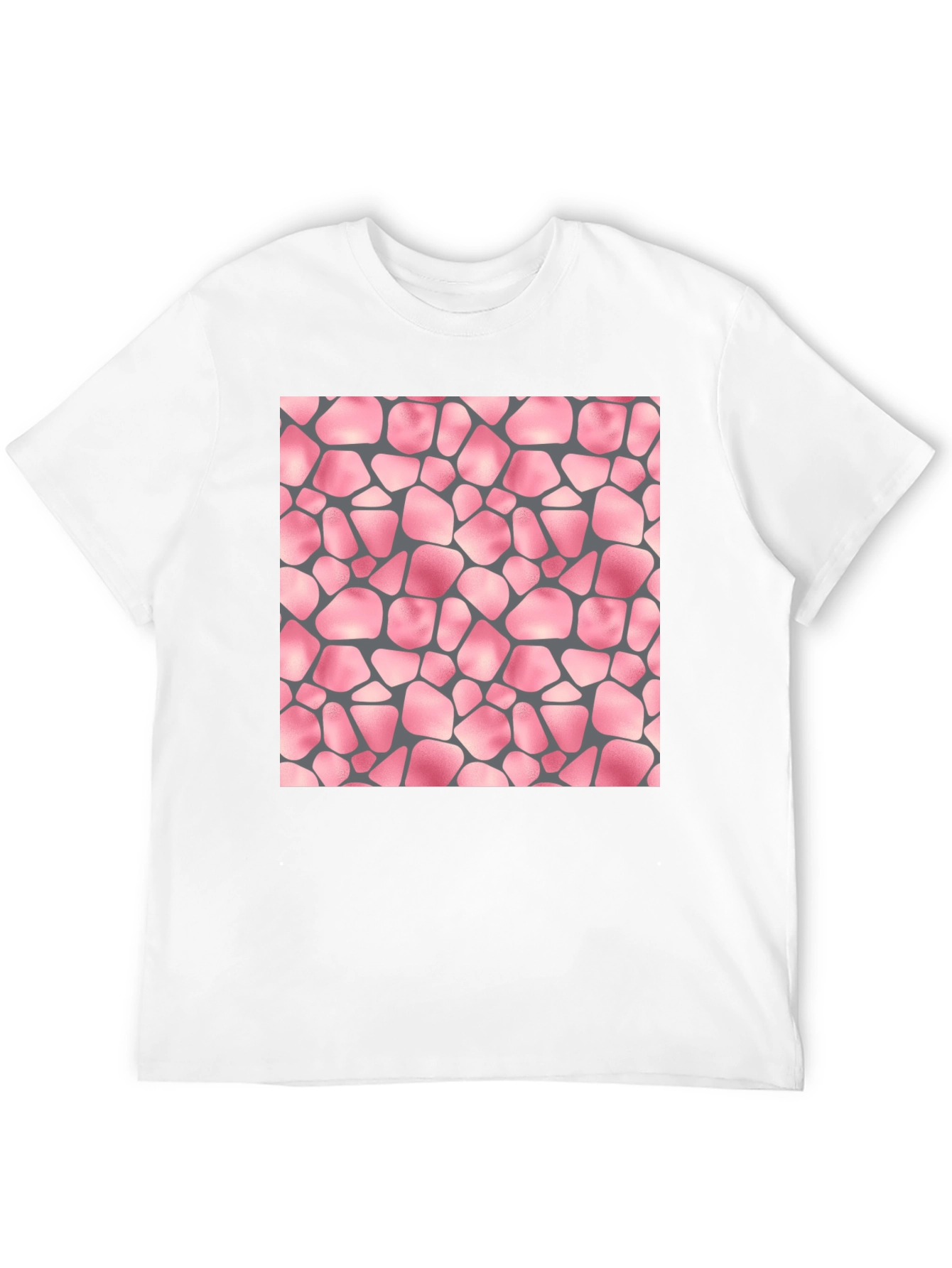 Black T-Shirt with Pink Stone Pattern