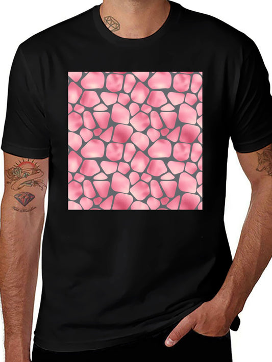 Black T-Shirt with Pink Stone Pattern