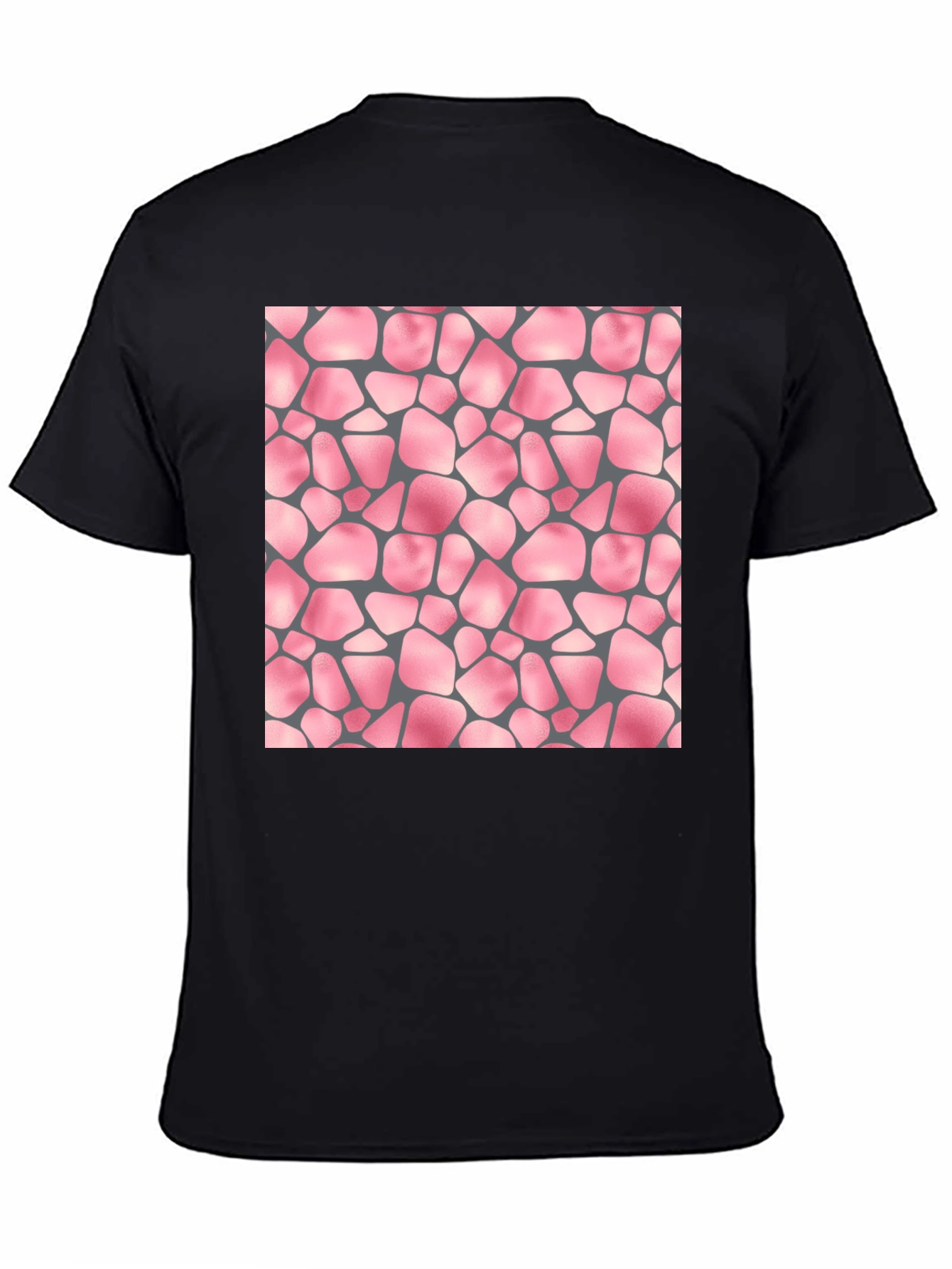 Black T-Shirt with Pink Stone Pattern