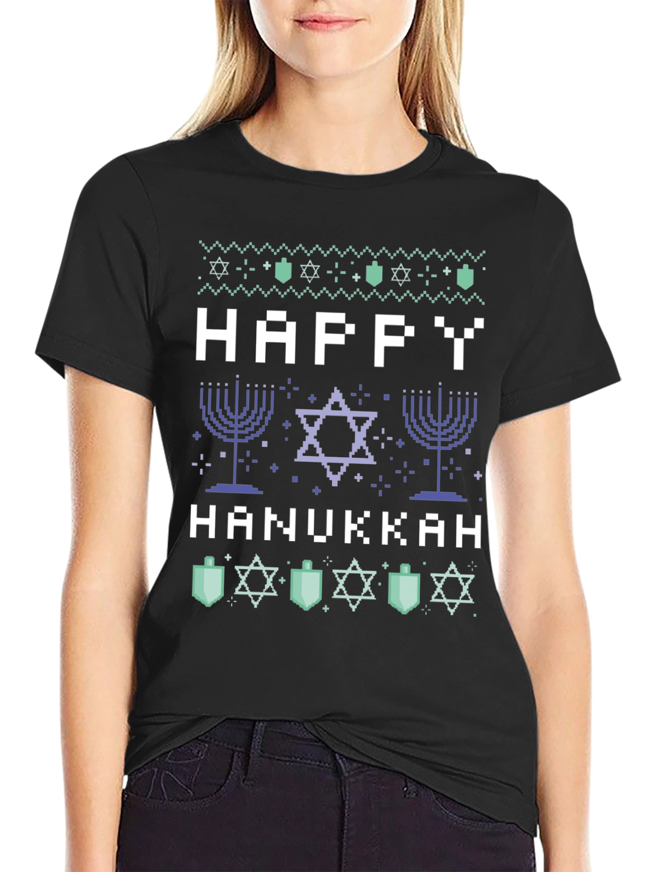 Happy Hanukkah Pixel Art Holiday T-Shirt