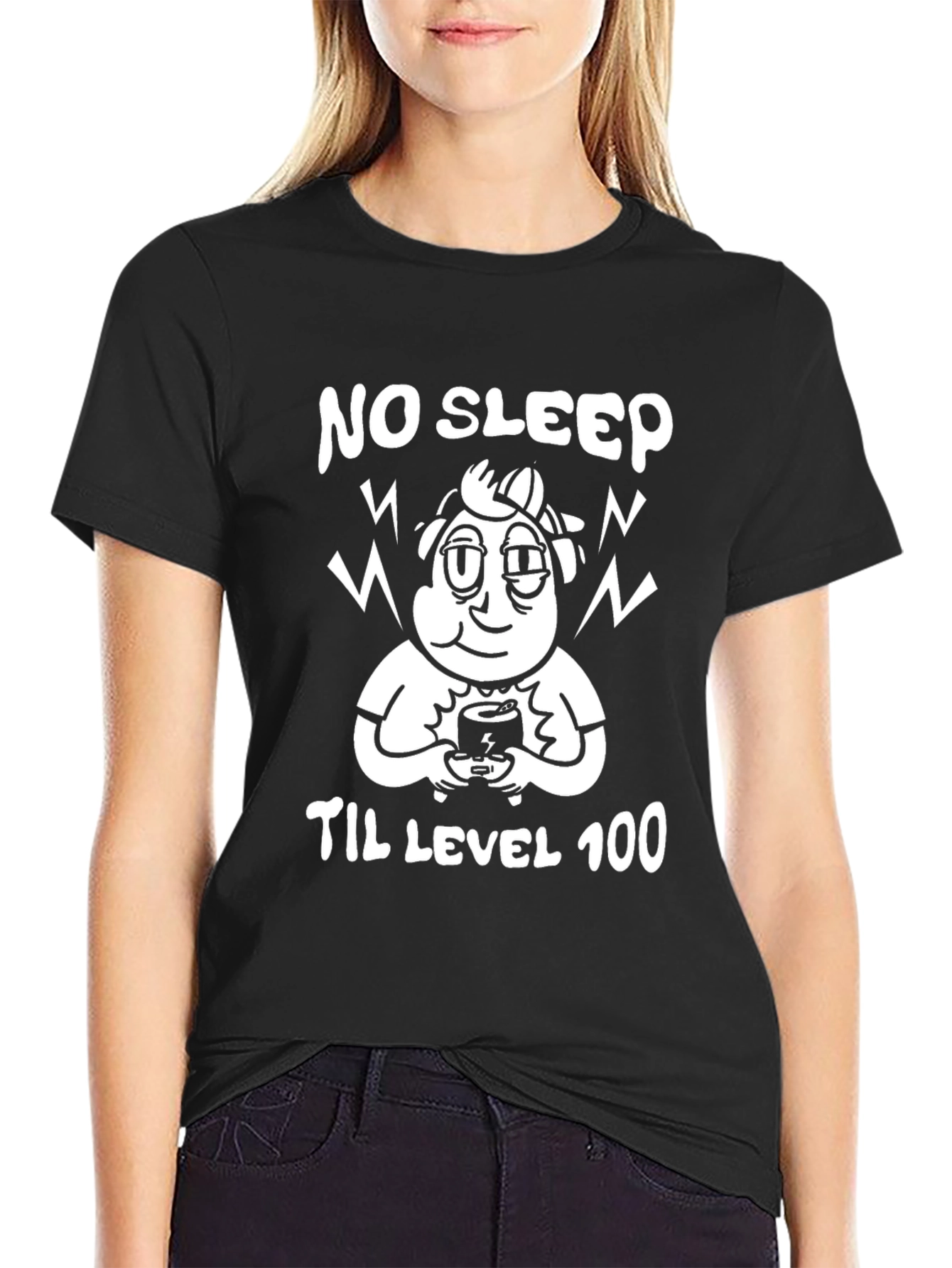 No Sleep Til Level 100 Black Graphic Tee