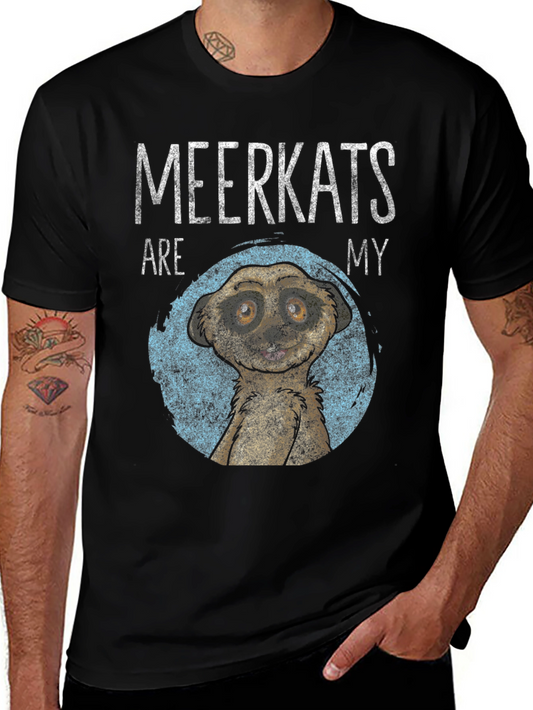 Meerkat Graphic Tee - Mens Black Crew Neck T-Shirt