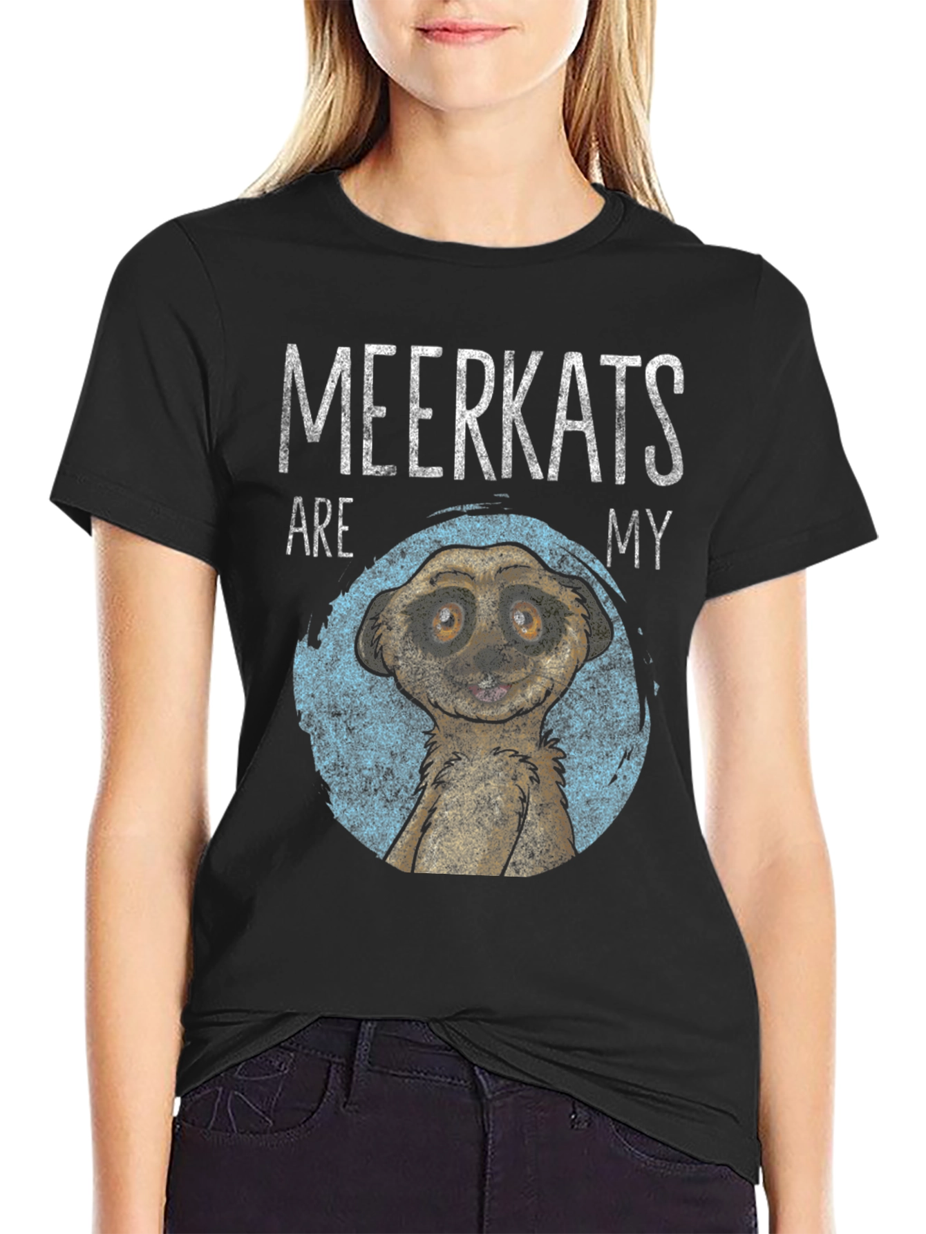 Meerkat Graphic Tee - Mens Black Crew Neck T-Shirt
