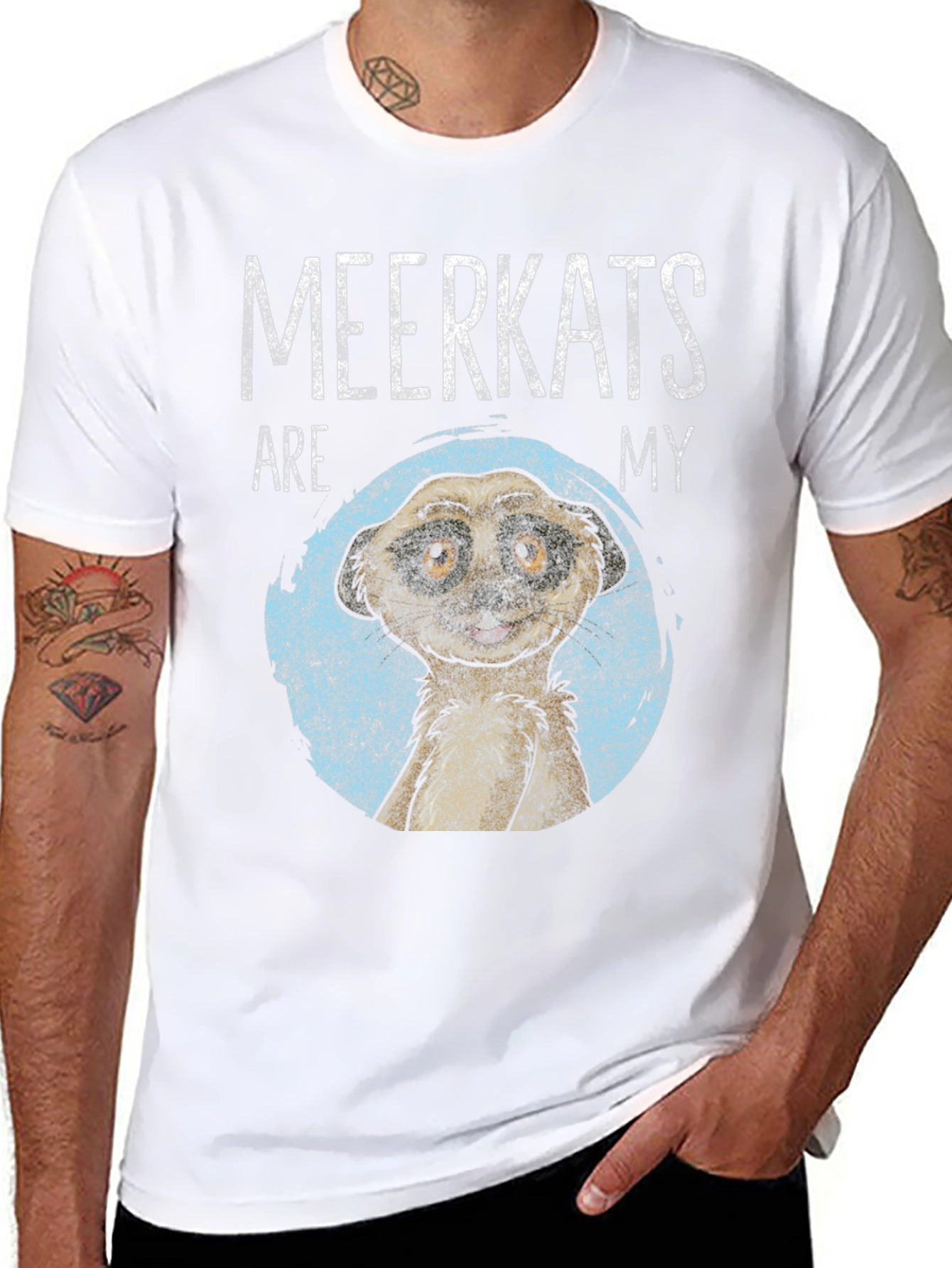 Meerkat Graphic Tee - Mens Black Crew Neck T-Shirt