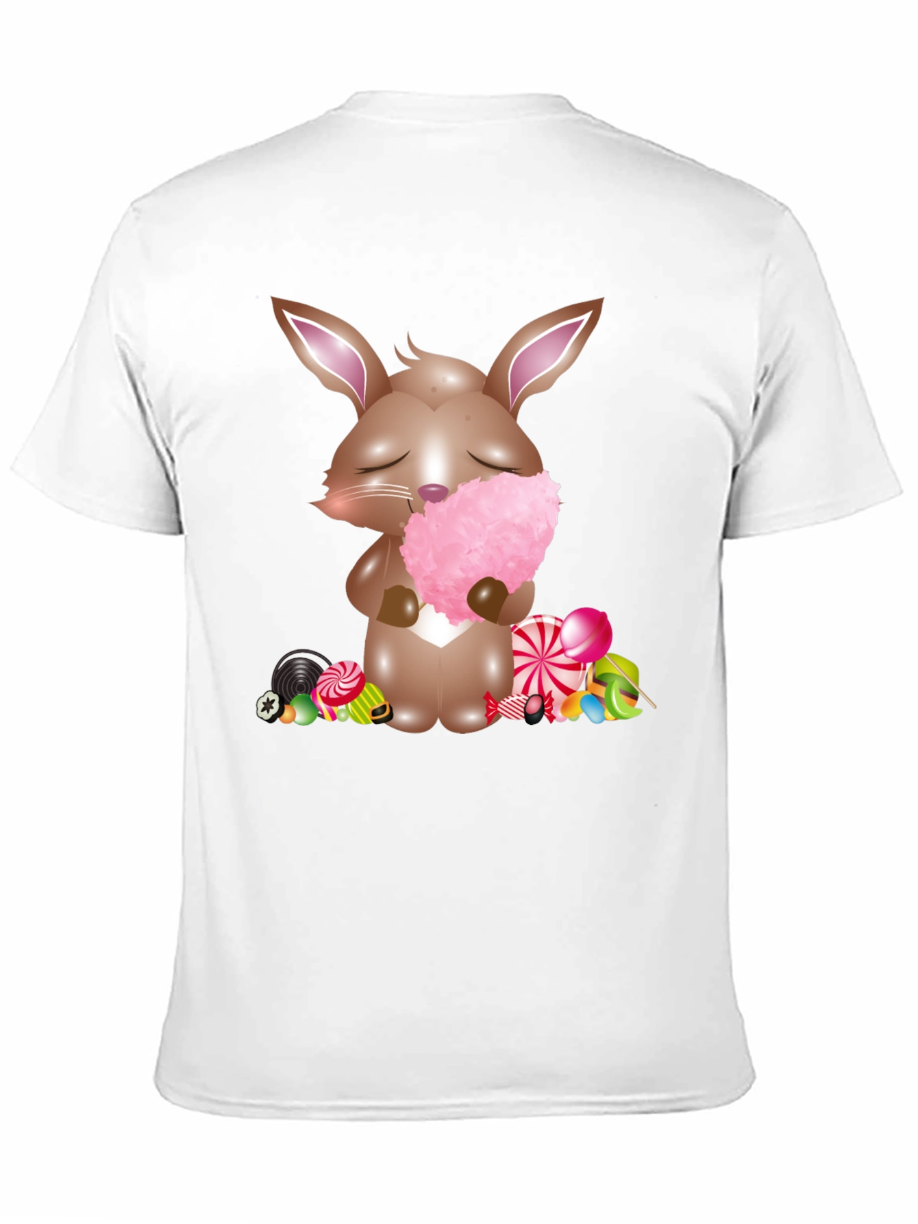 Bunny with Cotton Candy Black T-Shirt