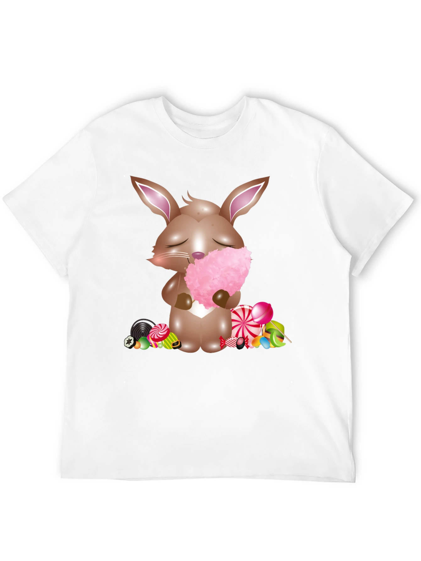 Bunny with Cotton Candy Black T-Shirt