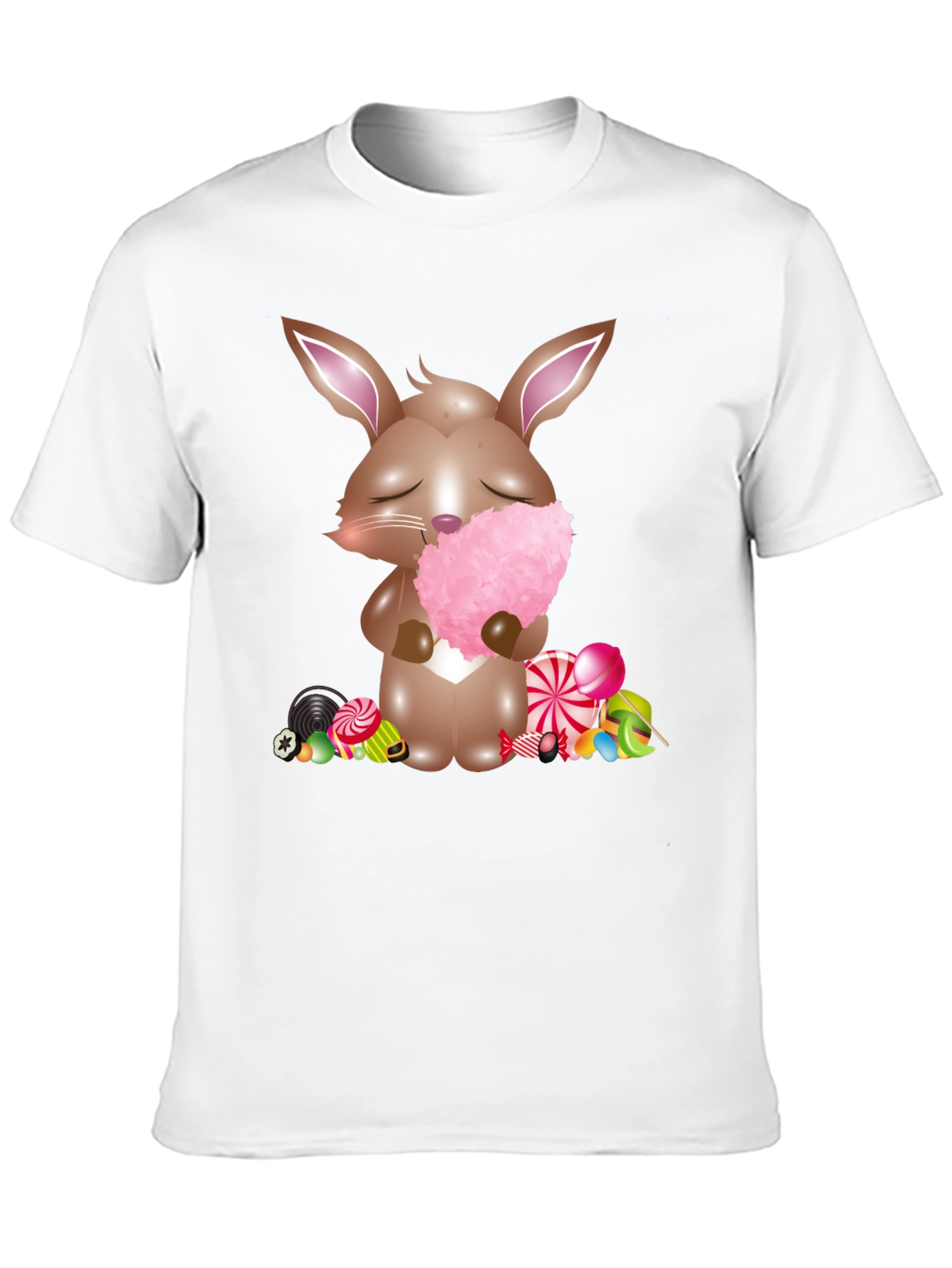 Bunny with Cotton Candy Black T-Shirt