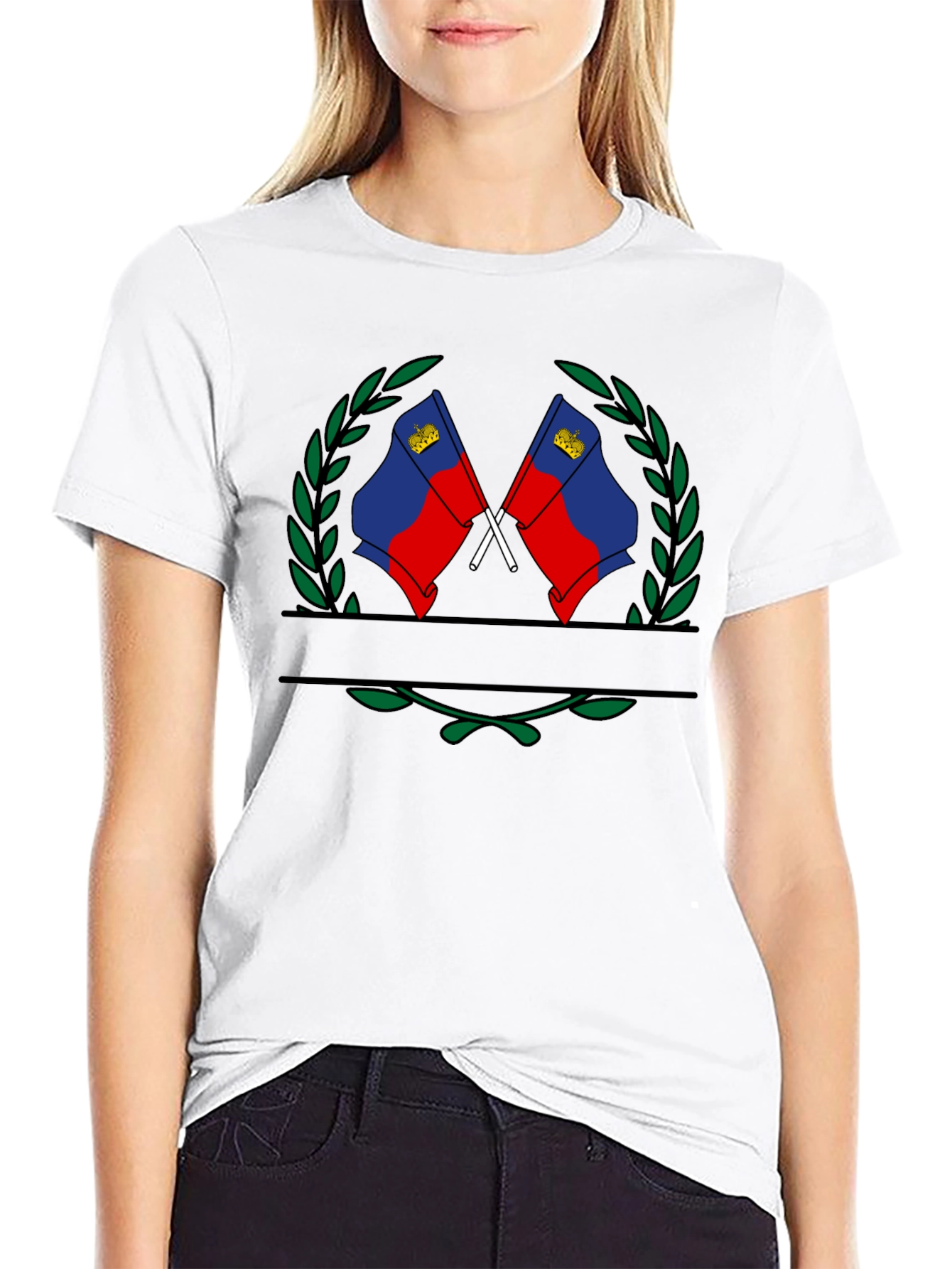 Liechtenstein Flag Crest Black T-Shirt