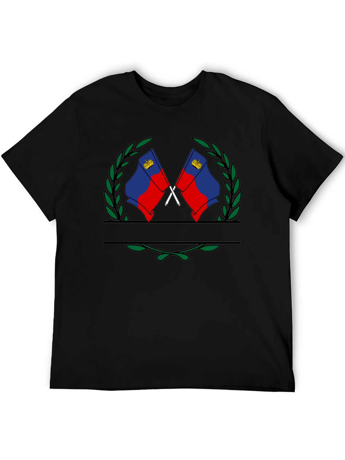 Liechtenstein Flag Crest Black T-Shirt