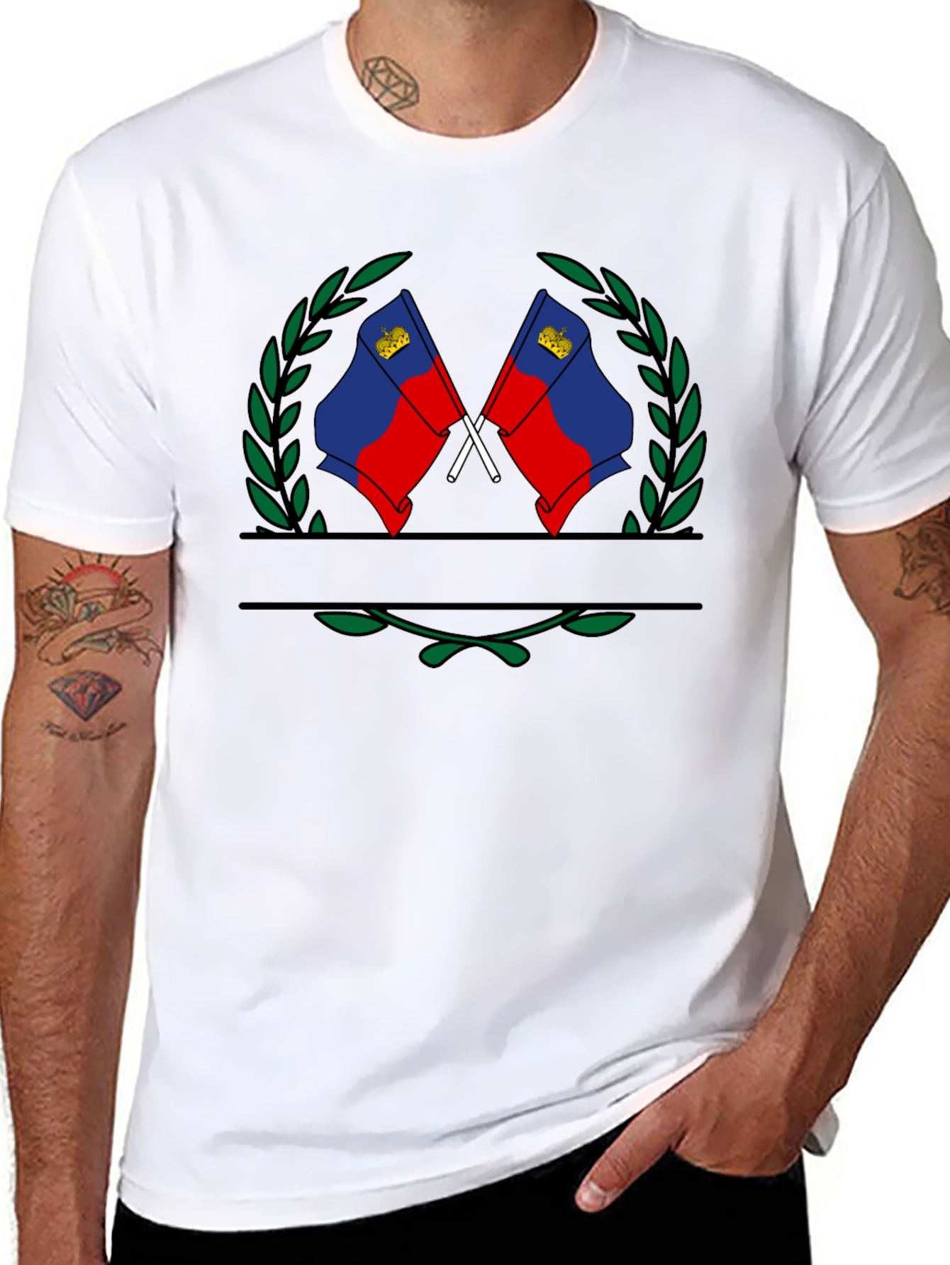Liechtenstein Flag Crest Black T-Shirt