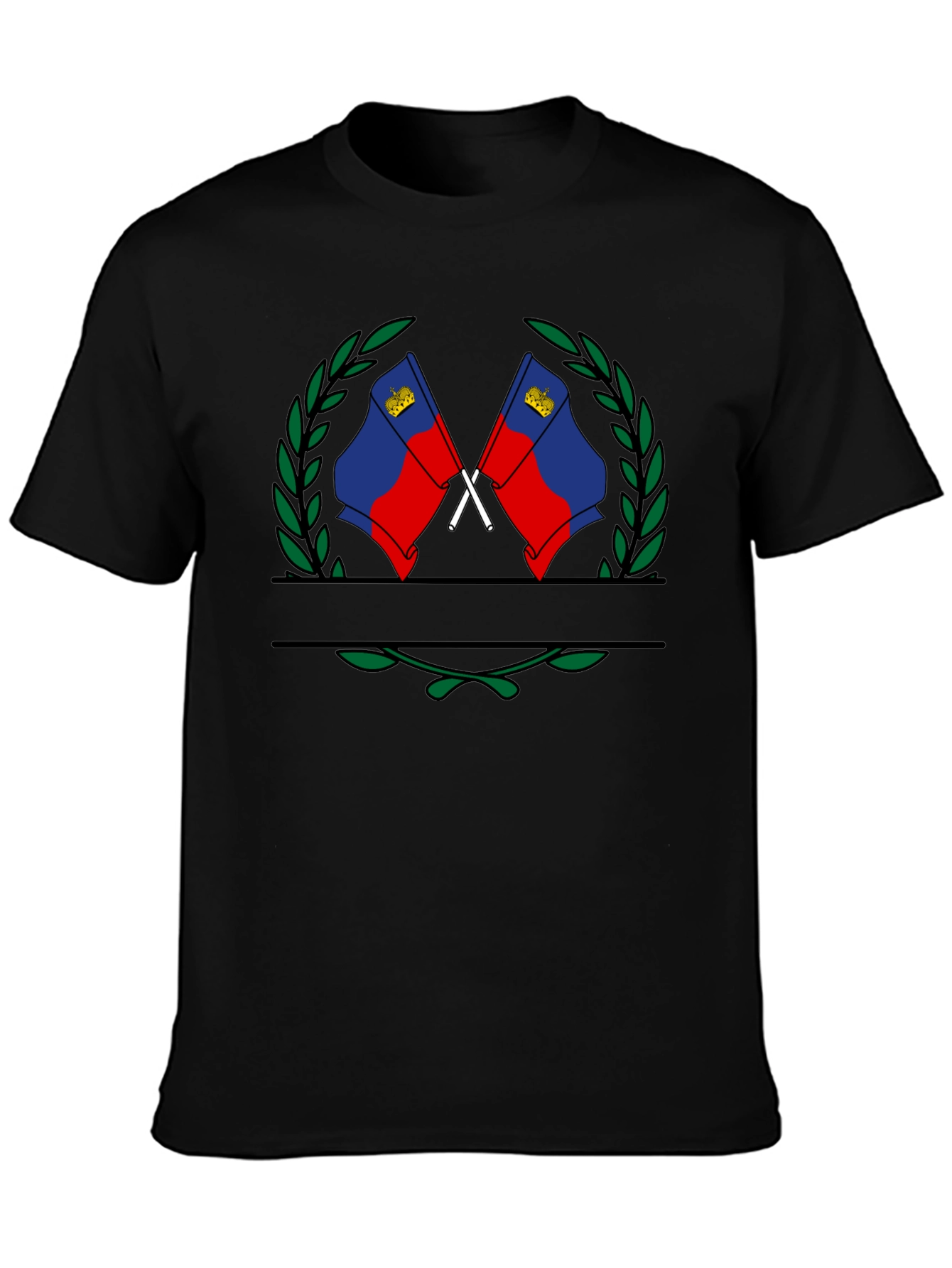 Liechtenstein Flag Crest Black T-Shirt