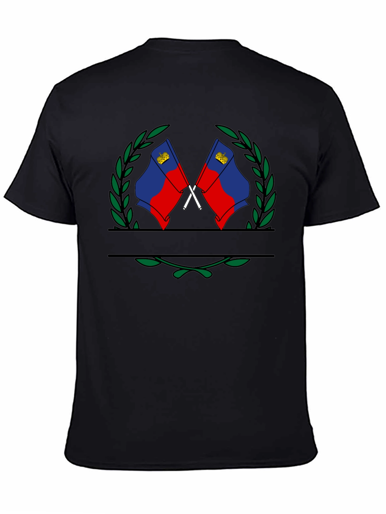 Liechtenstein Flag Crest Black T-Shirt