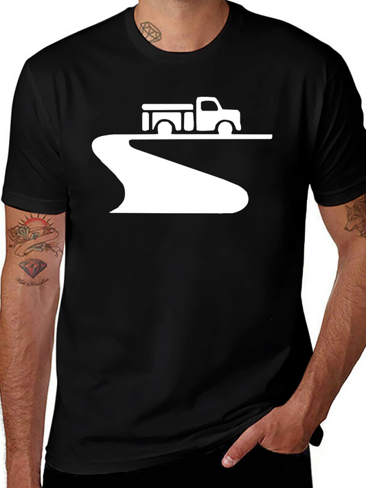 Truck and Road Graphic Tee - Black Cotton Comfort
