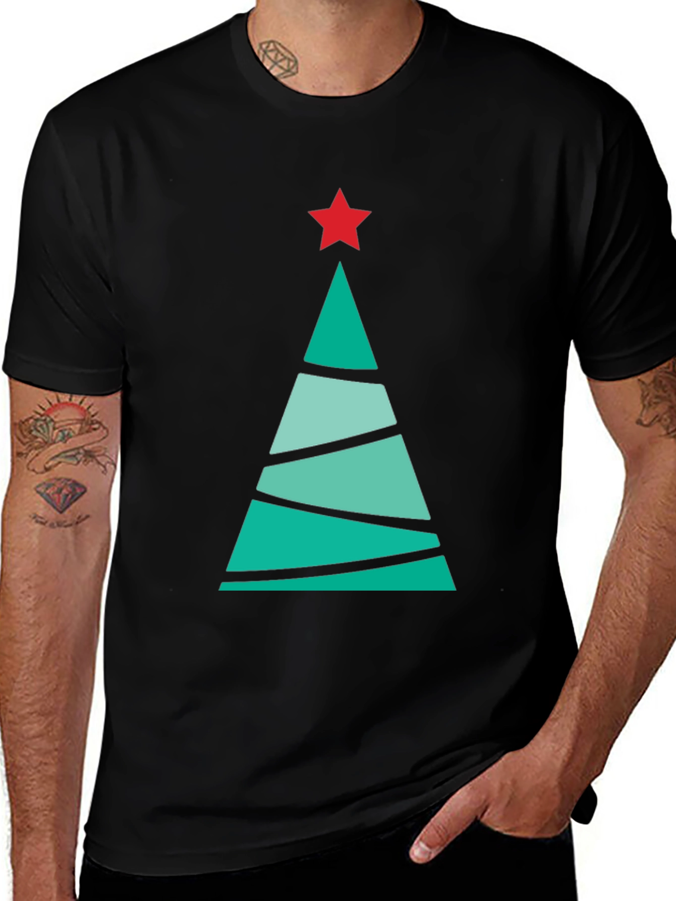 Festive Christmas Tree Graphic Tee - Holiday Cheer