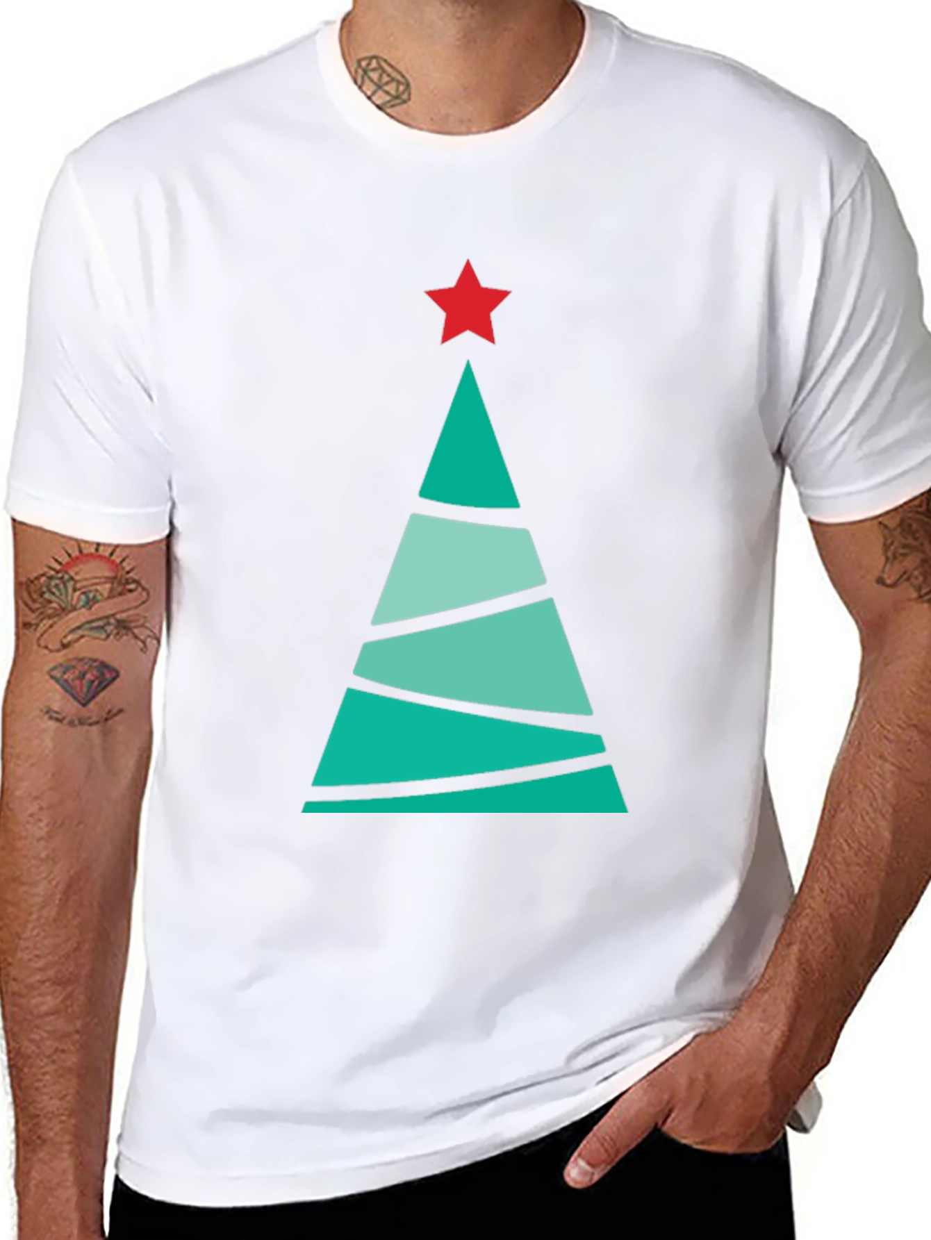 Festive Christmas Tree Graphic Tee - Holiday Cheer
