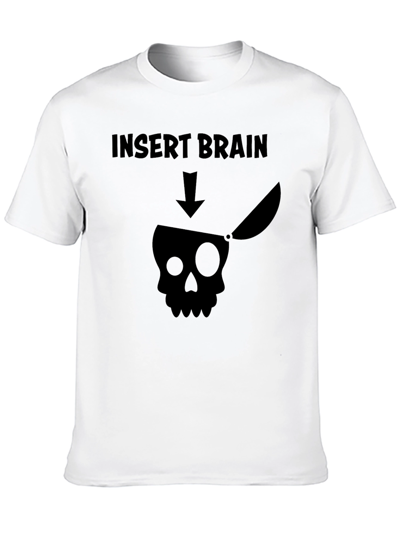 Funny Graphic Tee - Insert Brain Skull T-Shirt