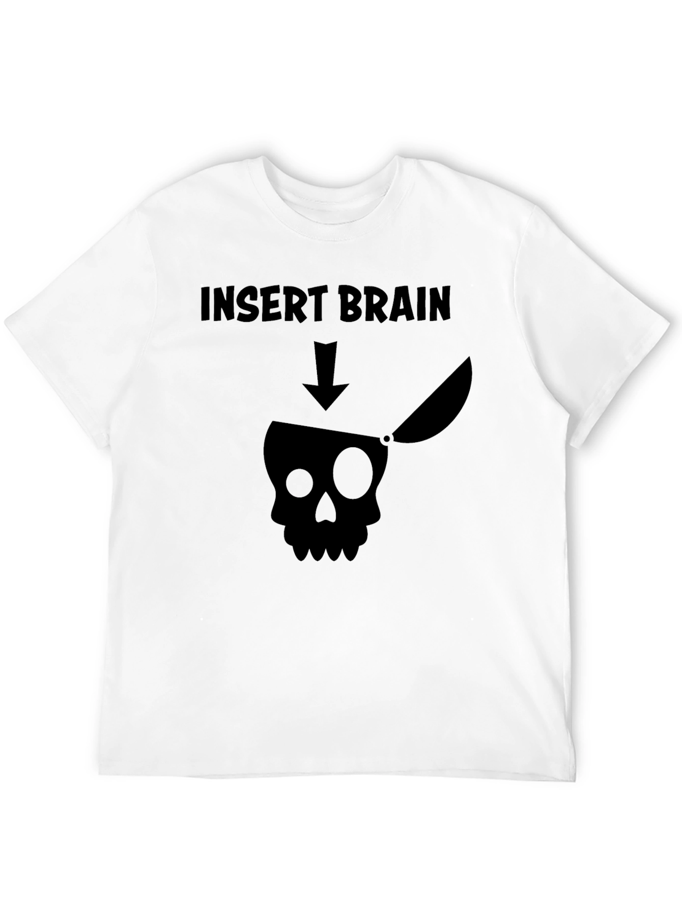 Funny Graphic Tee - Insert Brain Skull T-Shirt