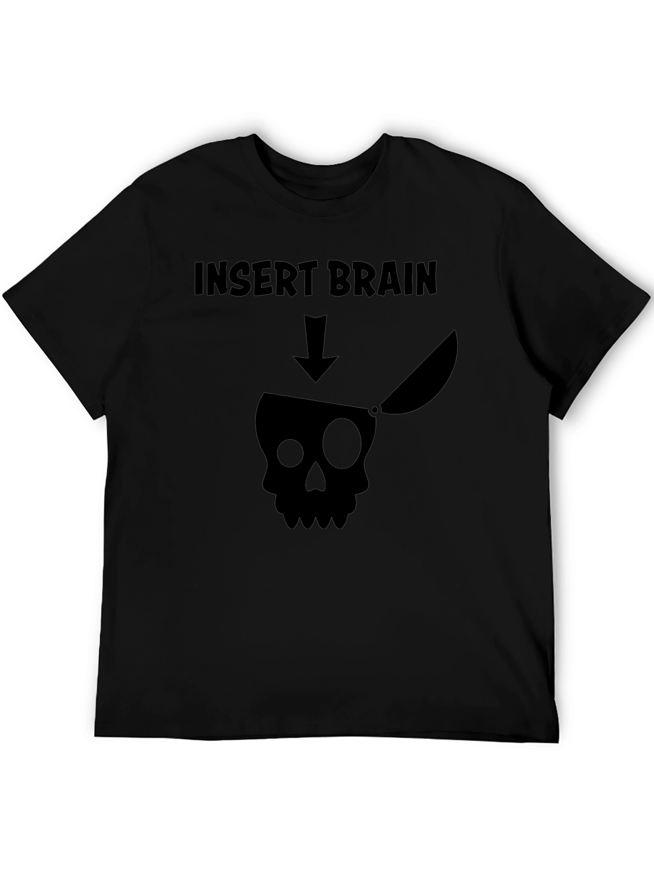 Funny Graphic Tee - Insert Brain Skull T-Shirt