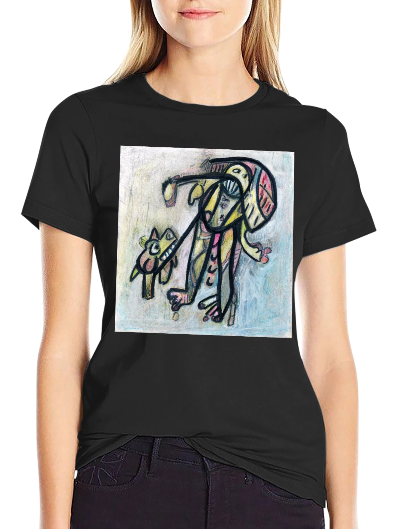 Abstract Art Graphic Tee - Stylish Black T-Shirt