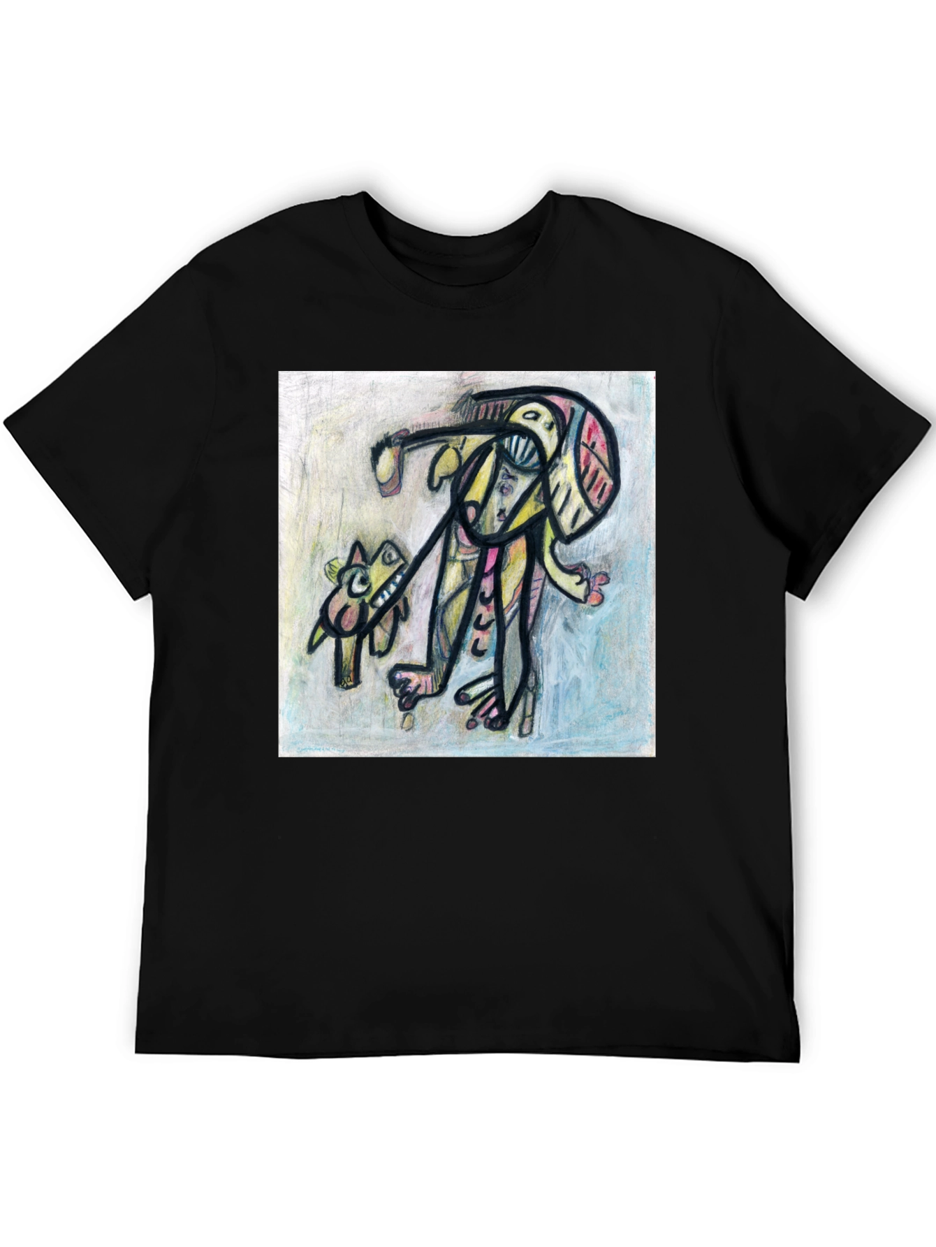 Abstract Art Graphic Tee - Stylish Black T-Shirt