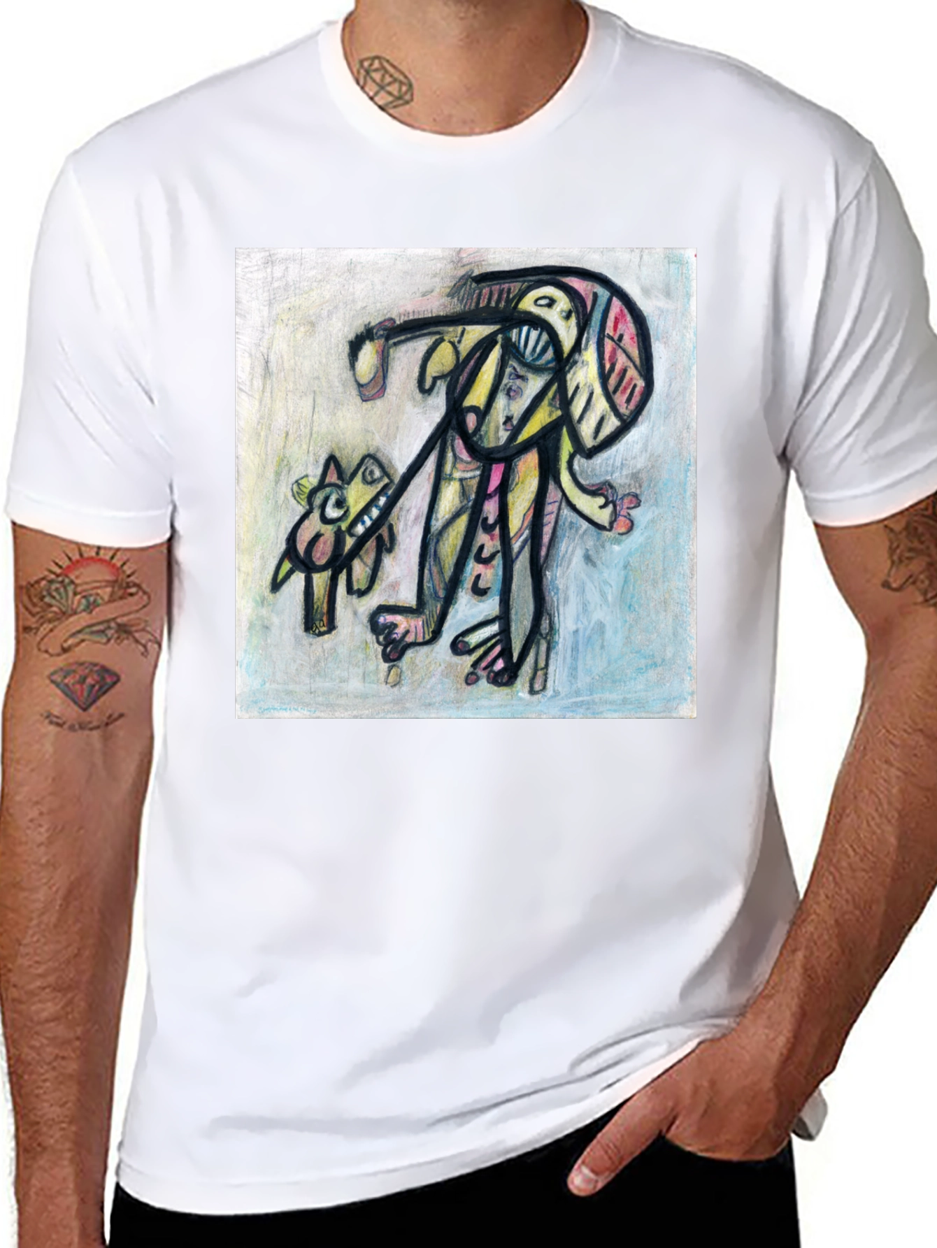 Abstract Art Graphic Tee - Stylish Black T-Shirt