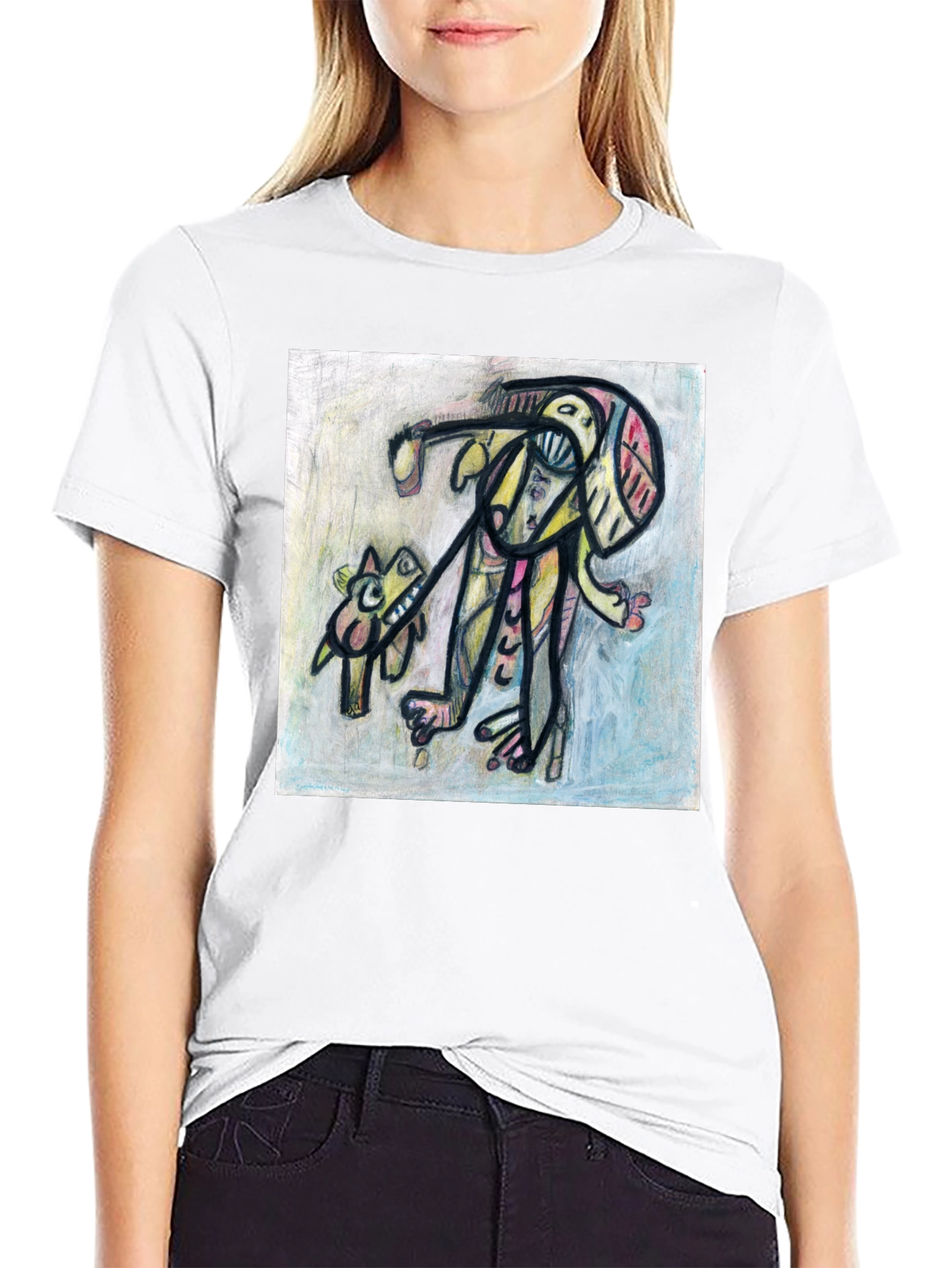 Abstract Art Graphic Tee - Stylish Black T-Shirt