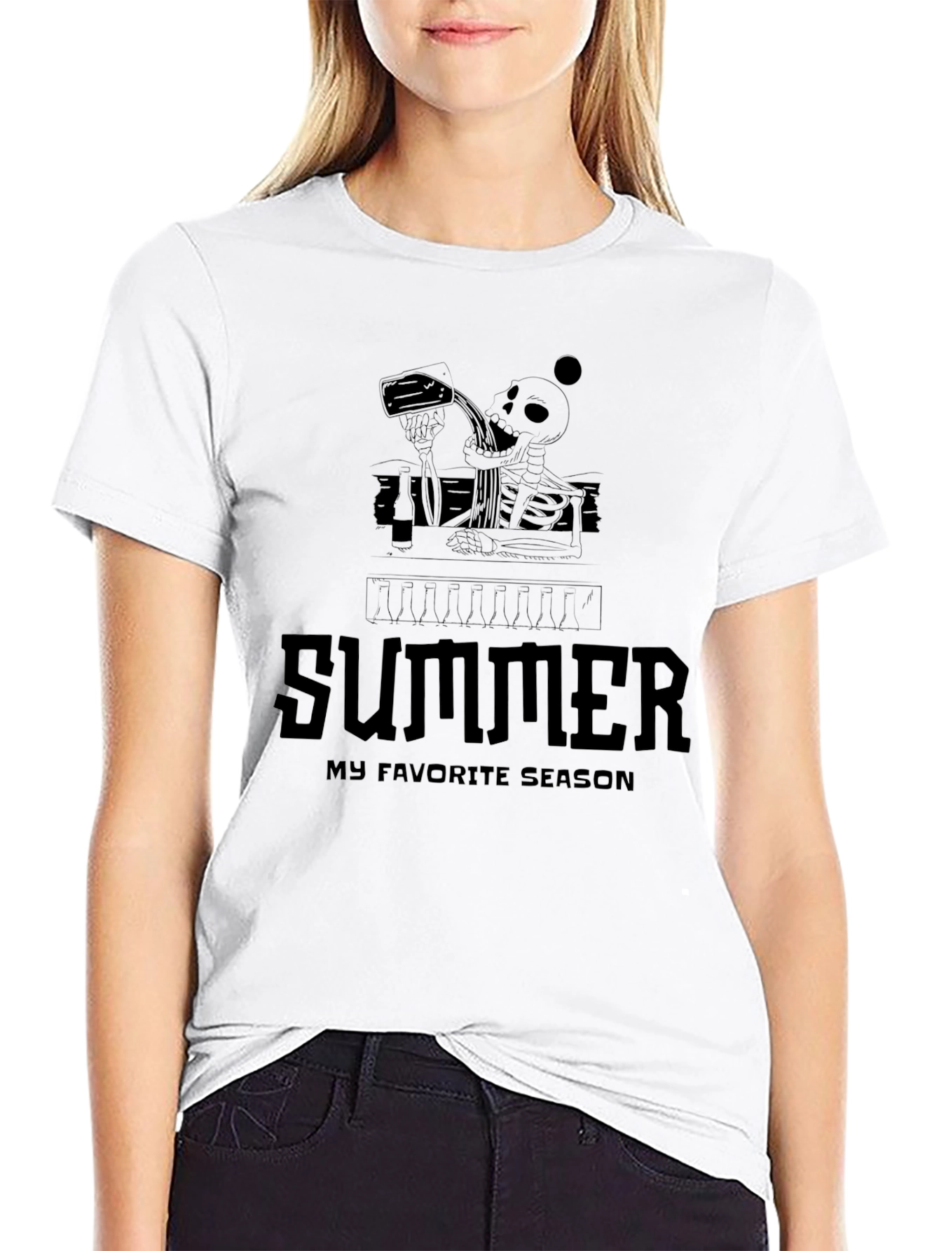 Summer Skeleton Graphic Tee - Mens Black T-Shirt