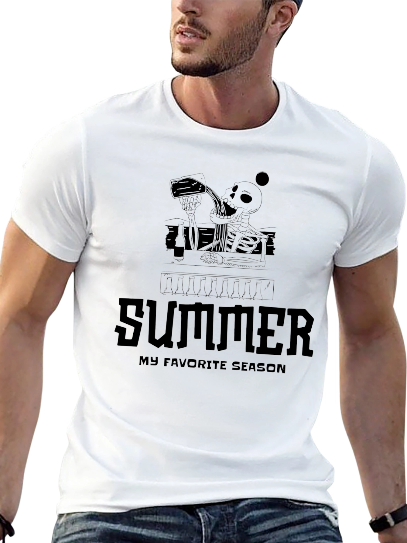Summer Skeleton Graphic Tee - Mens Black T-Shirt