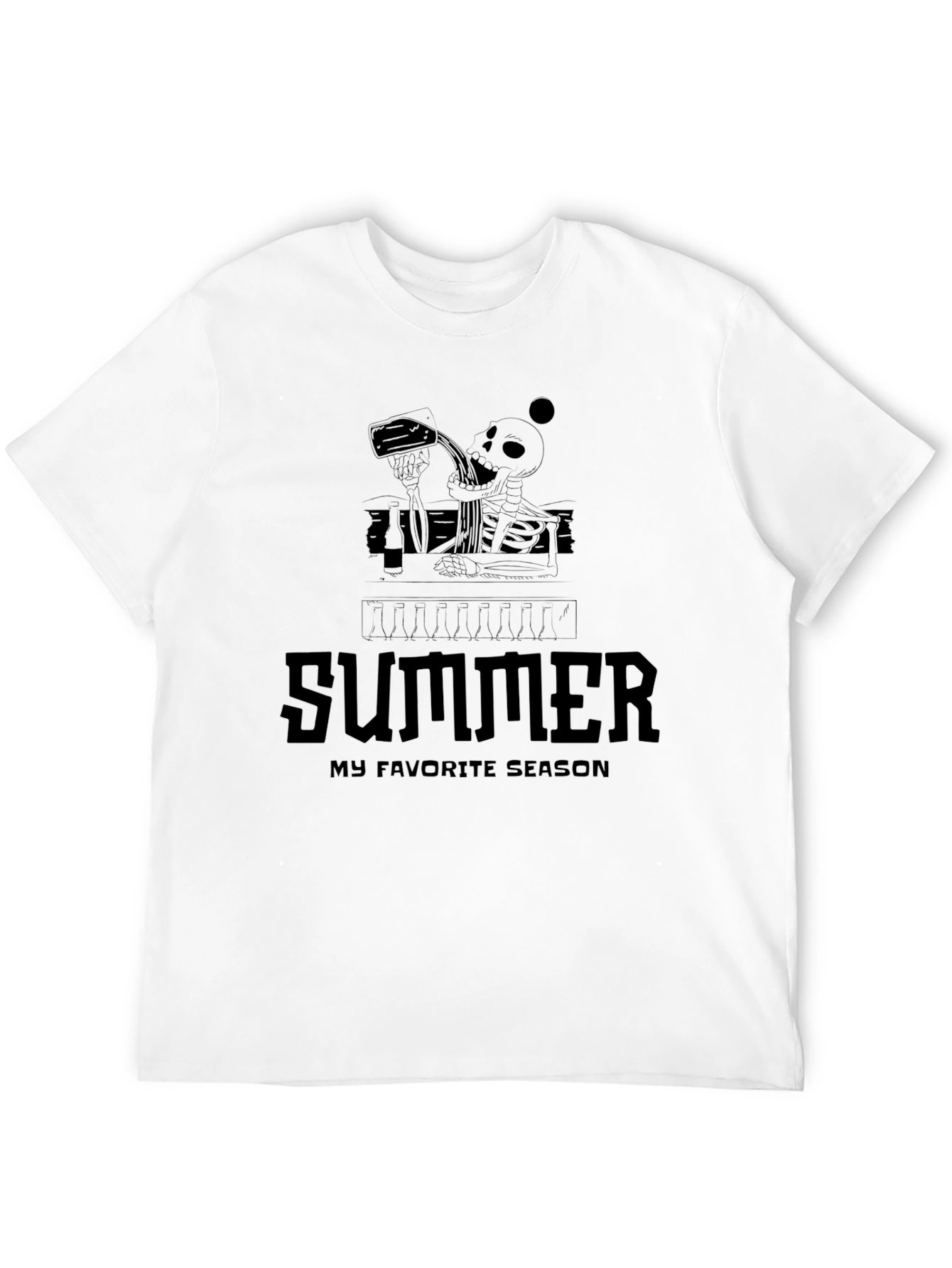 Summer Skeleton Graphic Tee - Mens Black T-Shirt