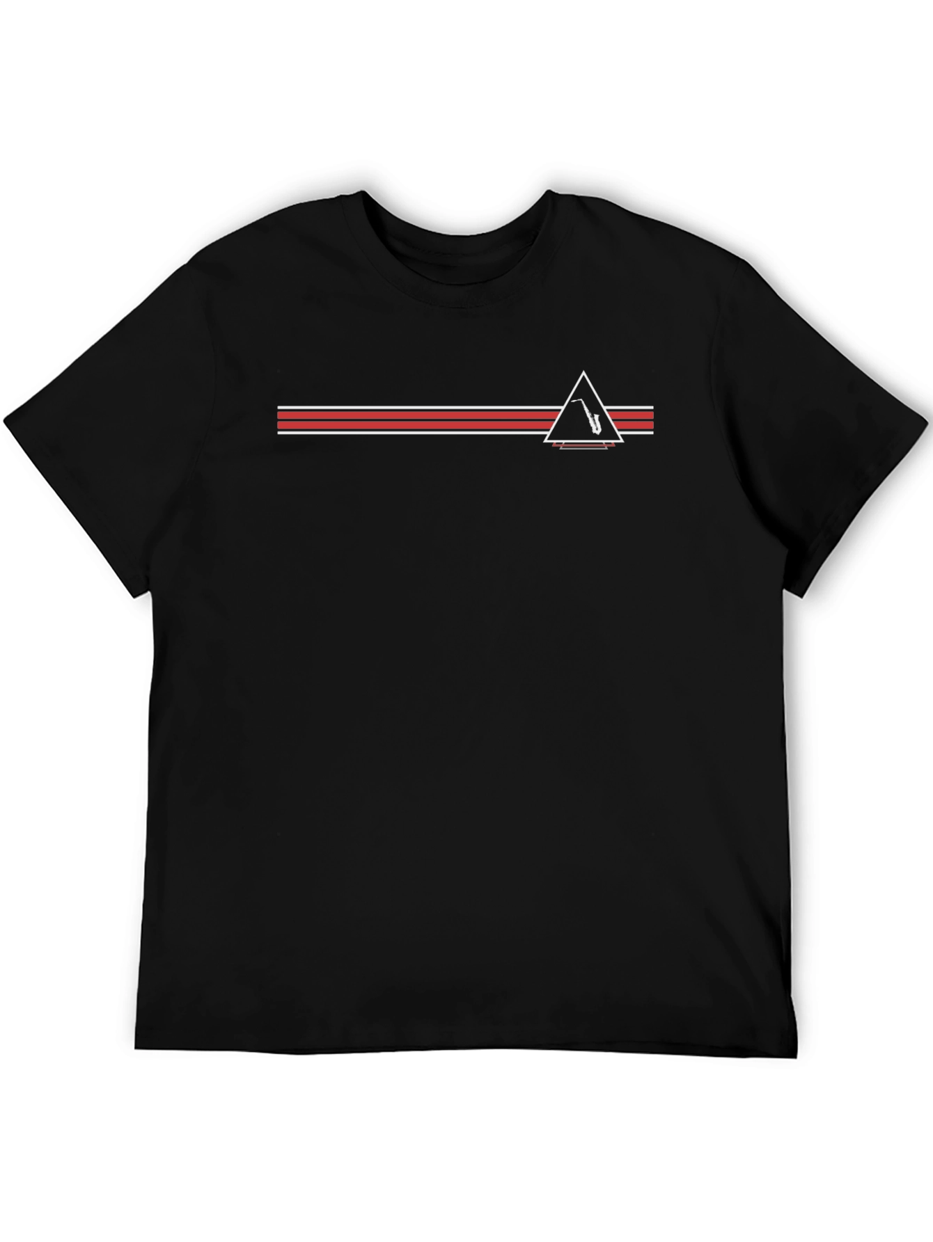 Retro Saxophone Triangle Graphic Tee - Black