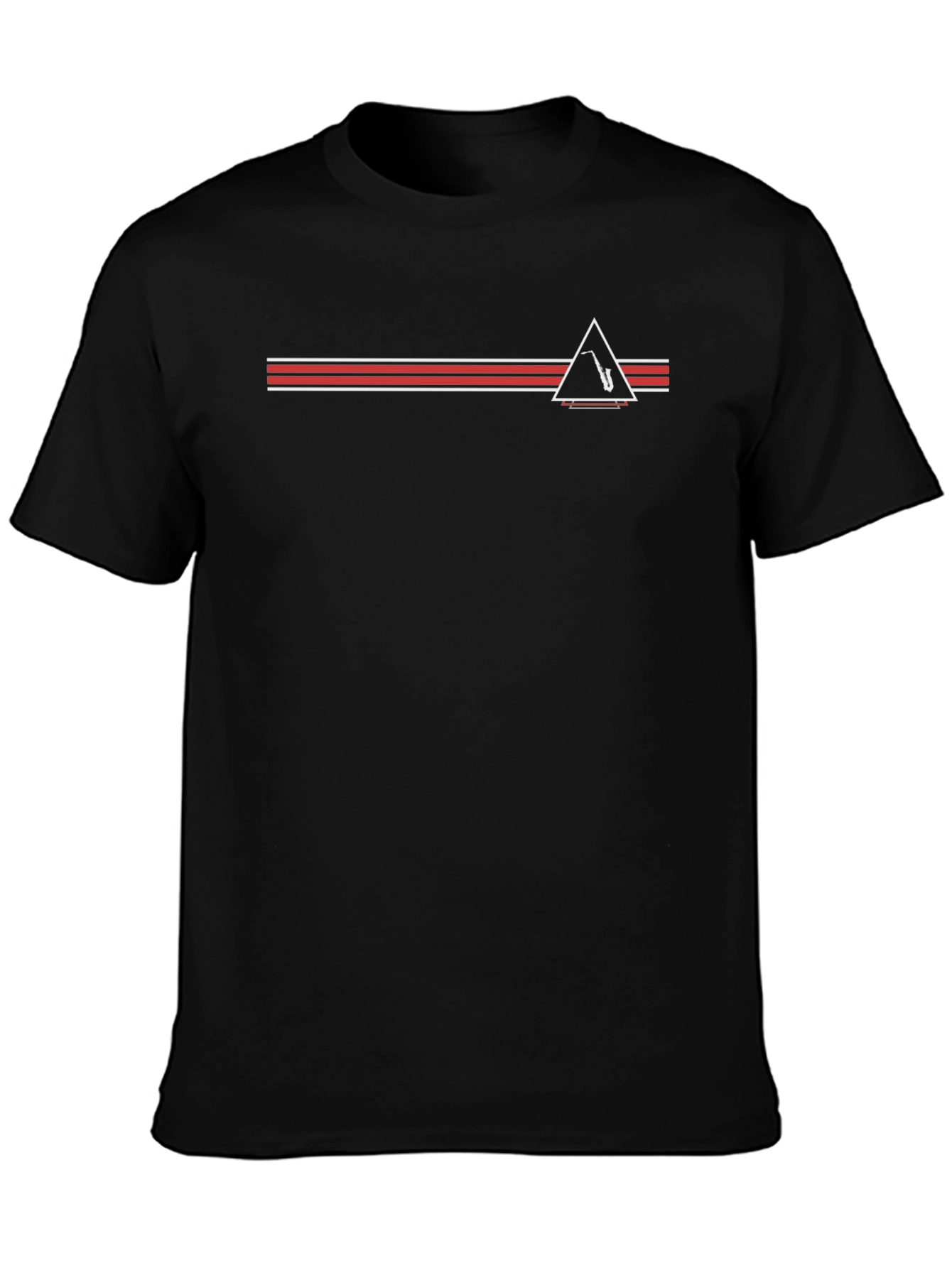 Retro Saxophone Triangle Graphic Tee - Black
