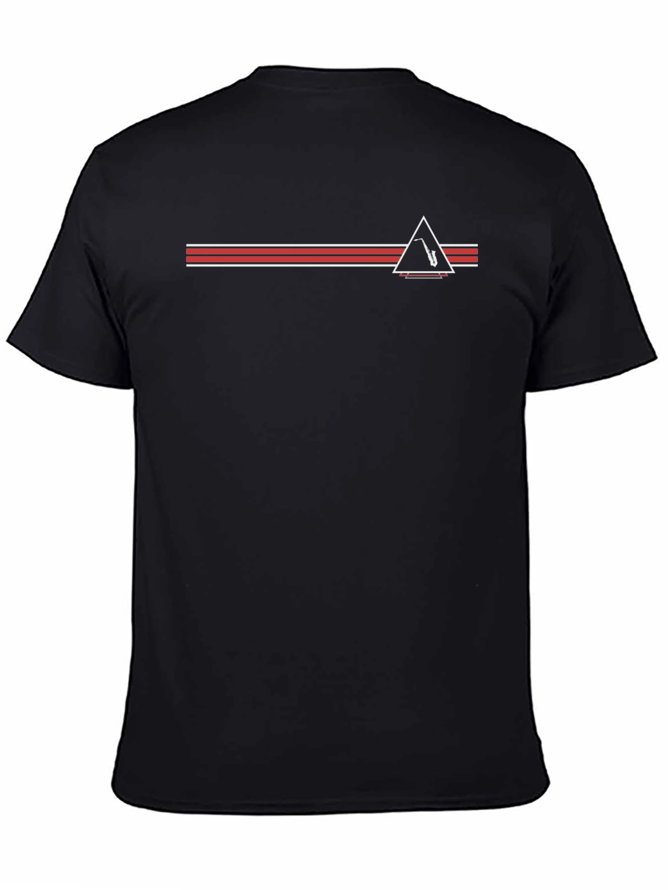 Retro Saxophone Triangle Graphic Tee - Black