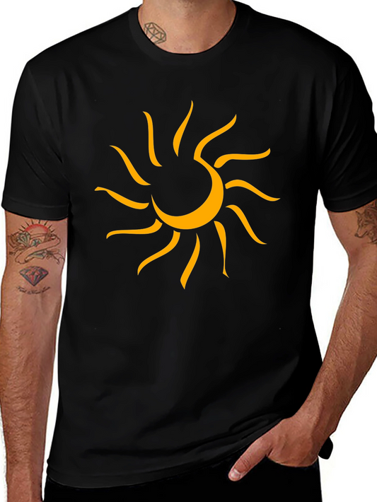 Graphic Sun Tee - Mens Black Cotton T-Shirt