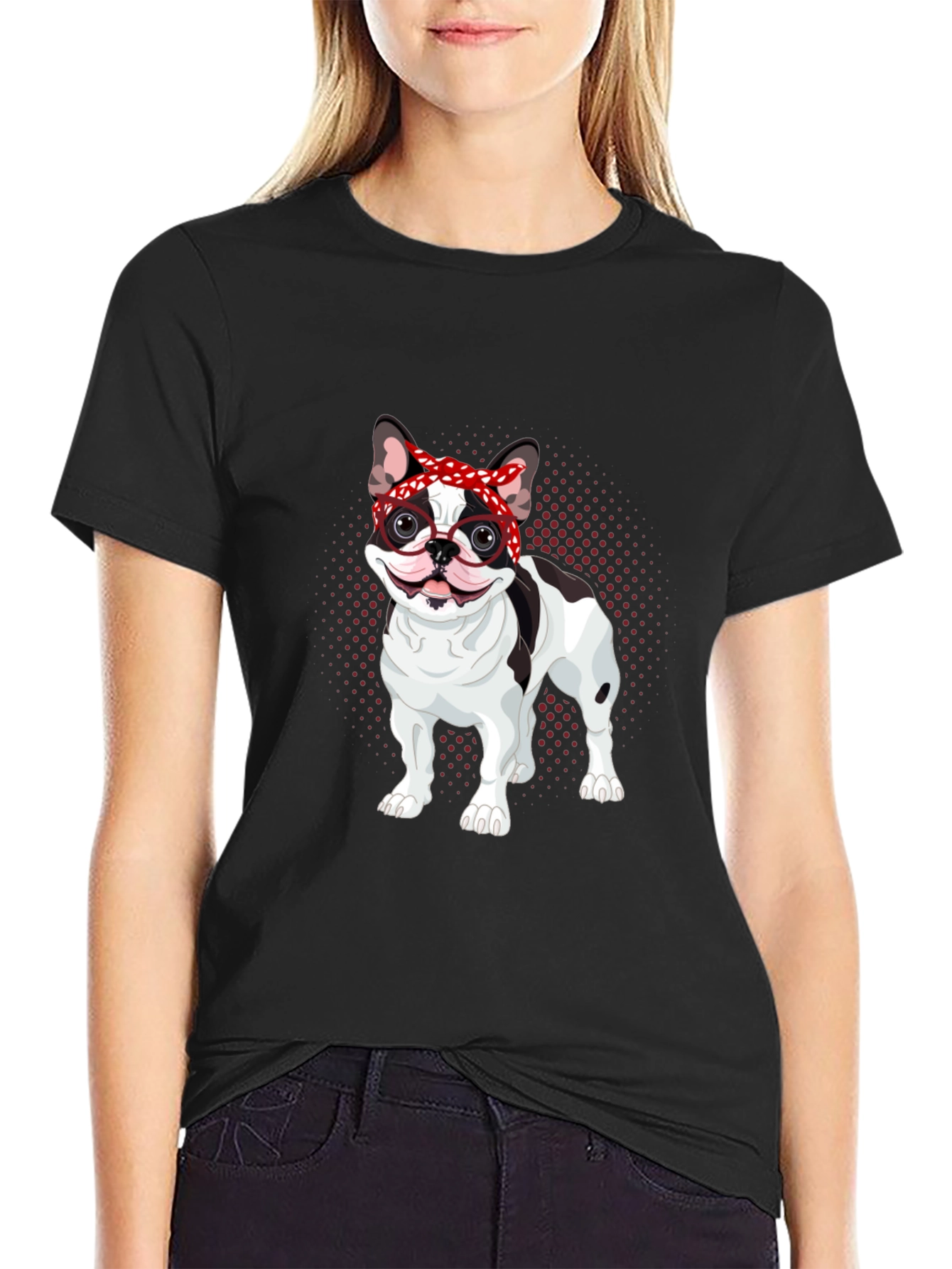 Dog Lover T-Shirt: Bulldog with Bandana