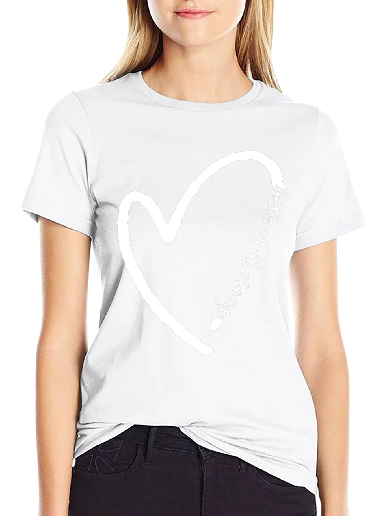 Kindness Heart Graphic Tee - Soft Black Cotton T-Shirt