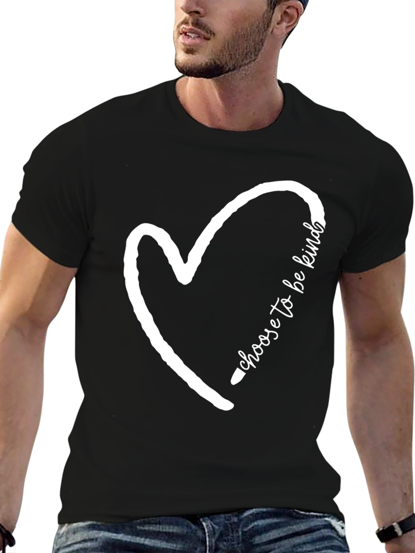 Kindness Heart Graphic Tee - Soft Black Cotton T-Shirt