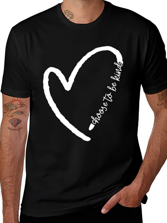 Kindness Heart Graphic Tee - Soft Black Cotton T-Shirt