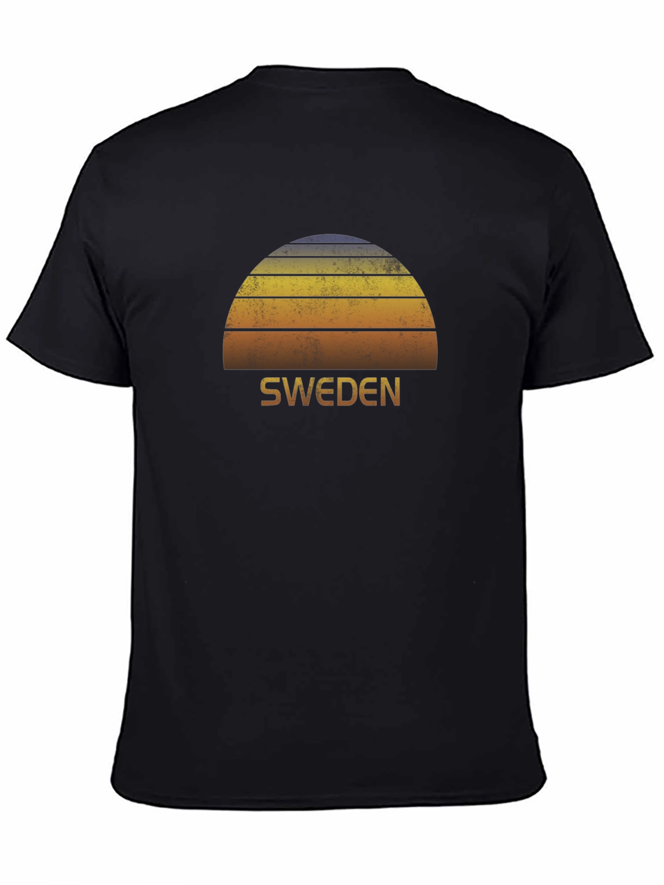 Retro Sweden Sunset Graphic T-Shirt - Black