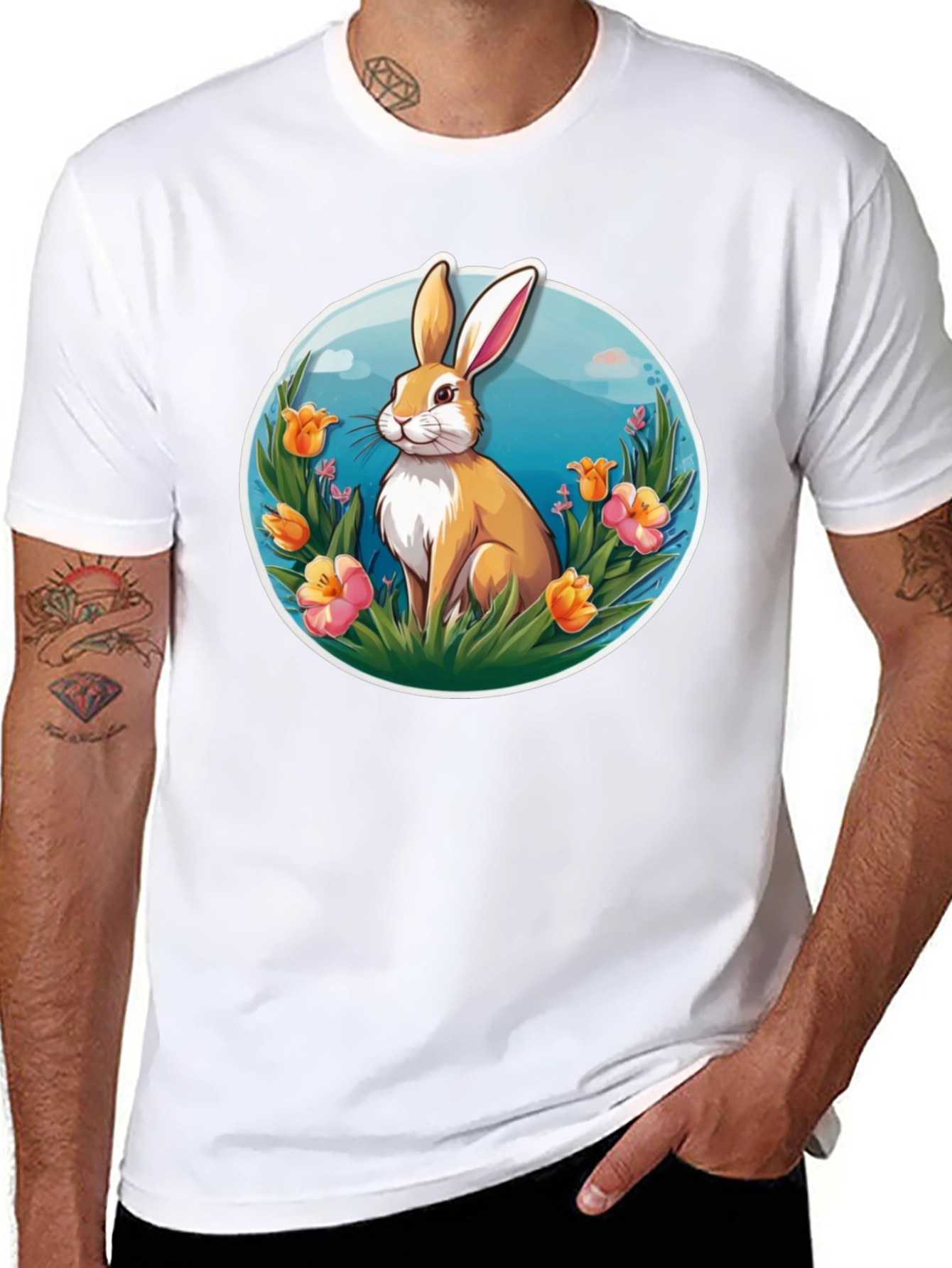Easter Bunny Graphic T-Shirt - Black