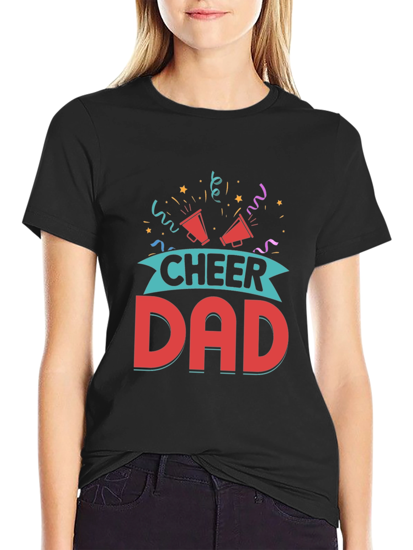 Cheer Dad Graphic Tee - Black Cotton