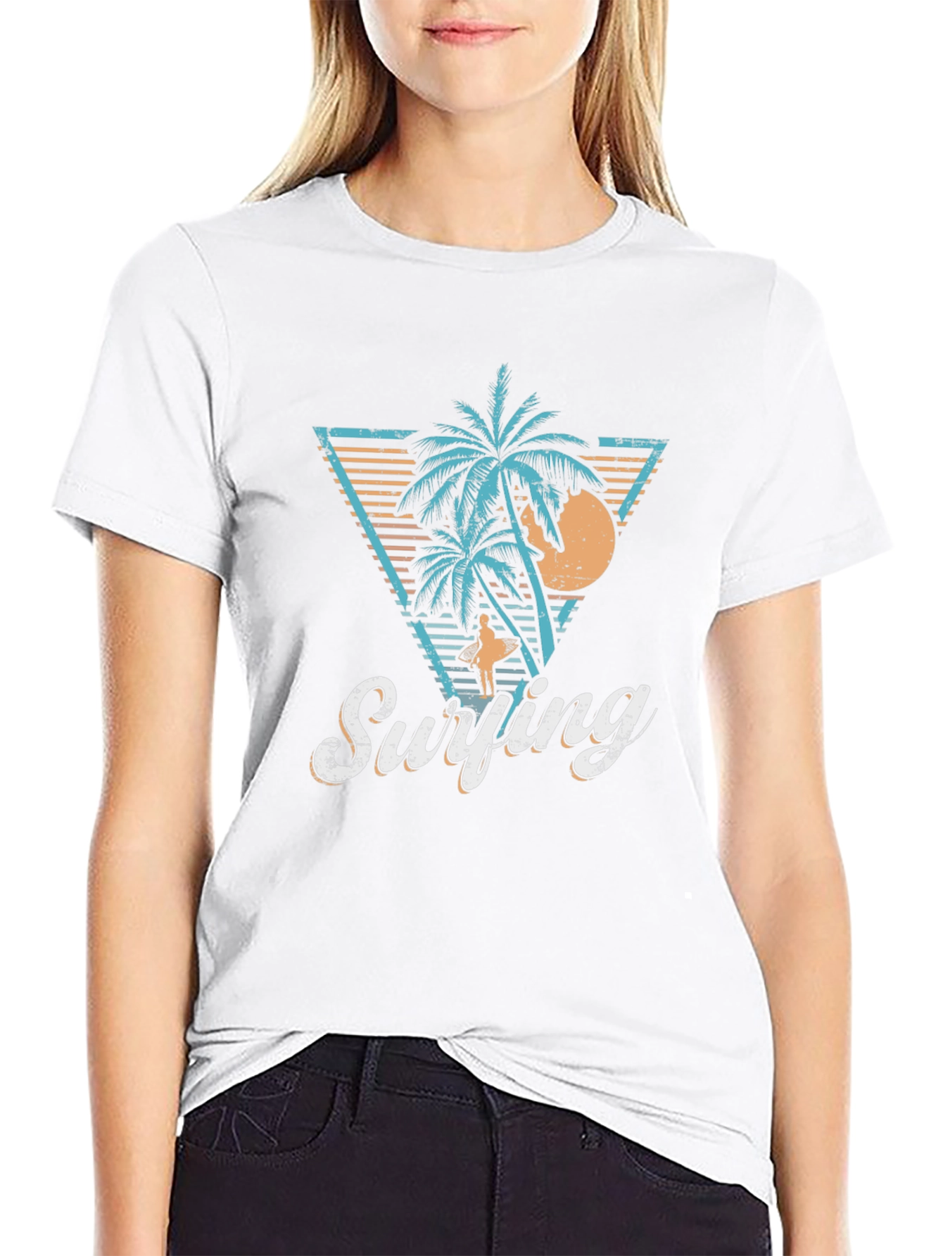 Retro Surfing Palms T-Shirt - Island Vibes