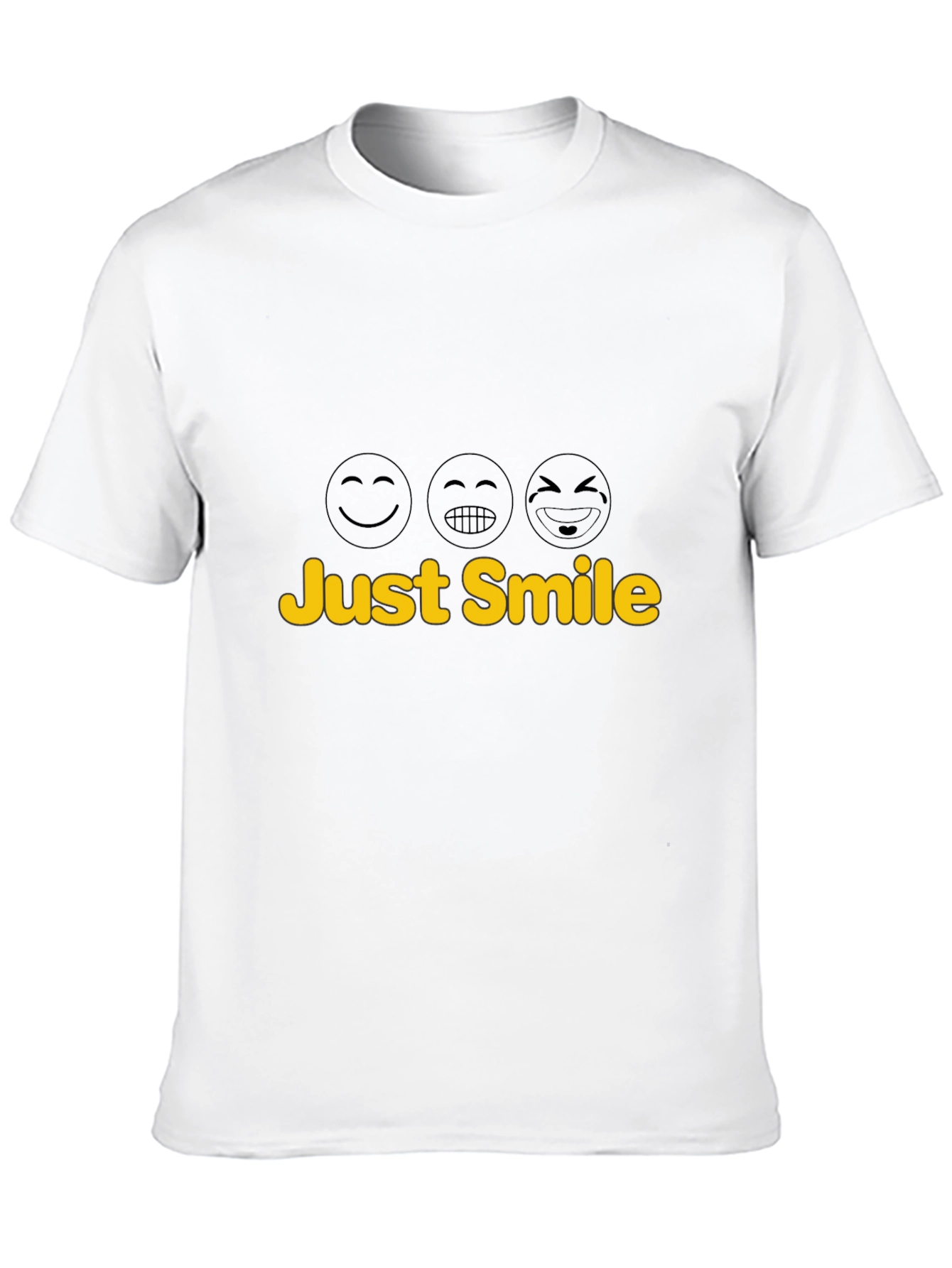 Just Smile Black T-Shirt - Fun Emoji Design