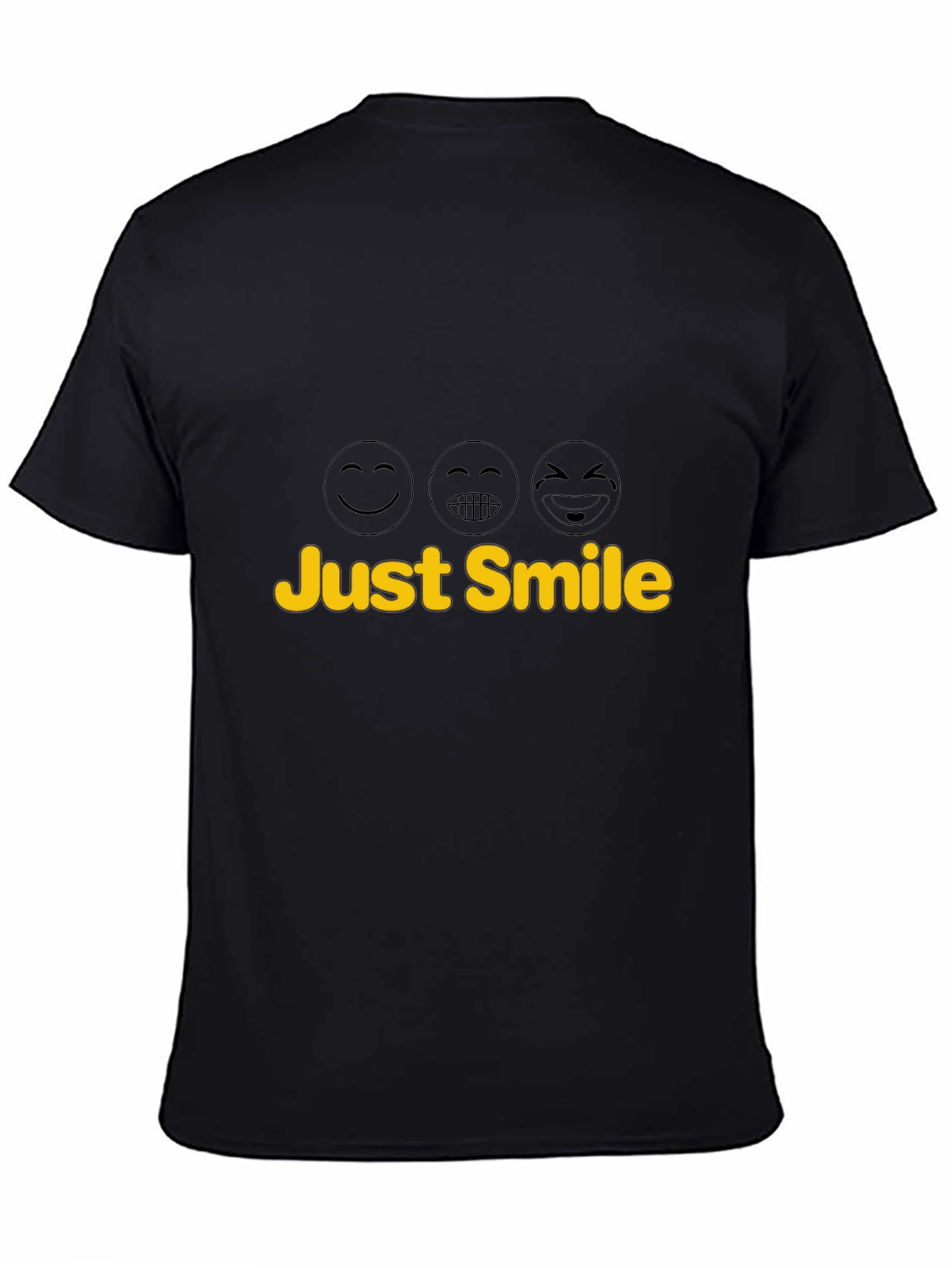 Just Smile Black T-Shirt - Fun Emoji Design